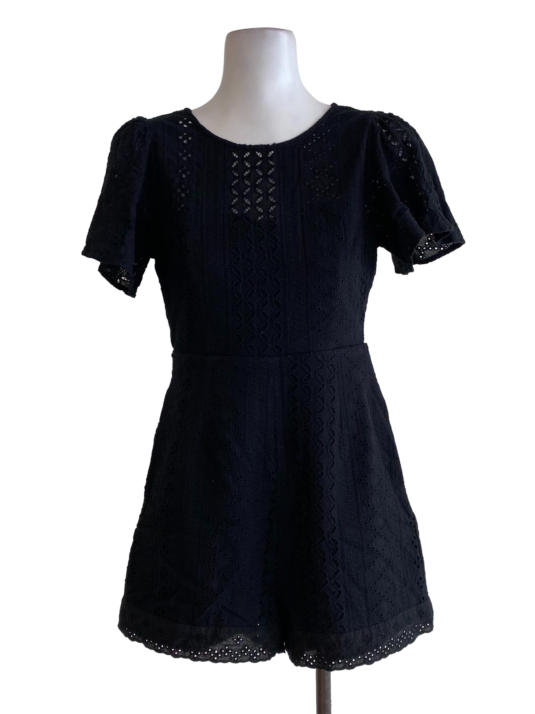 Black Embroidered Rompers