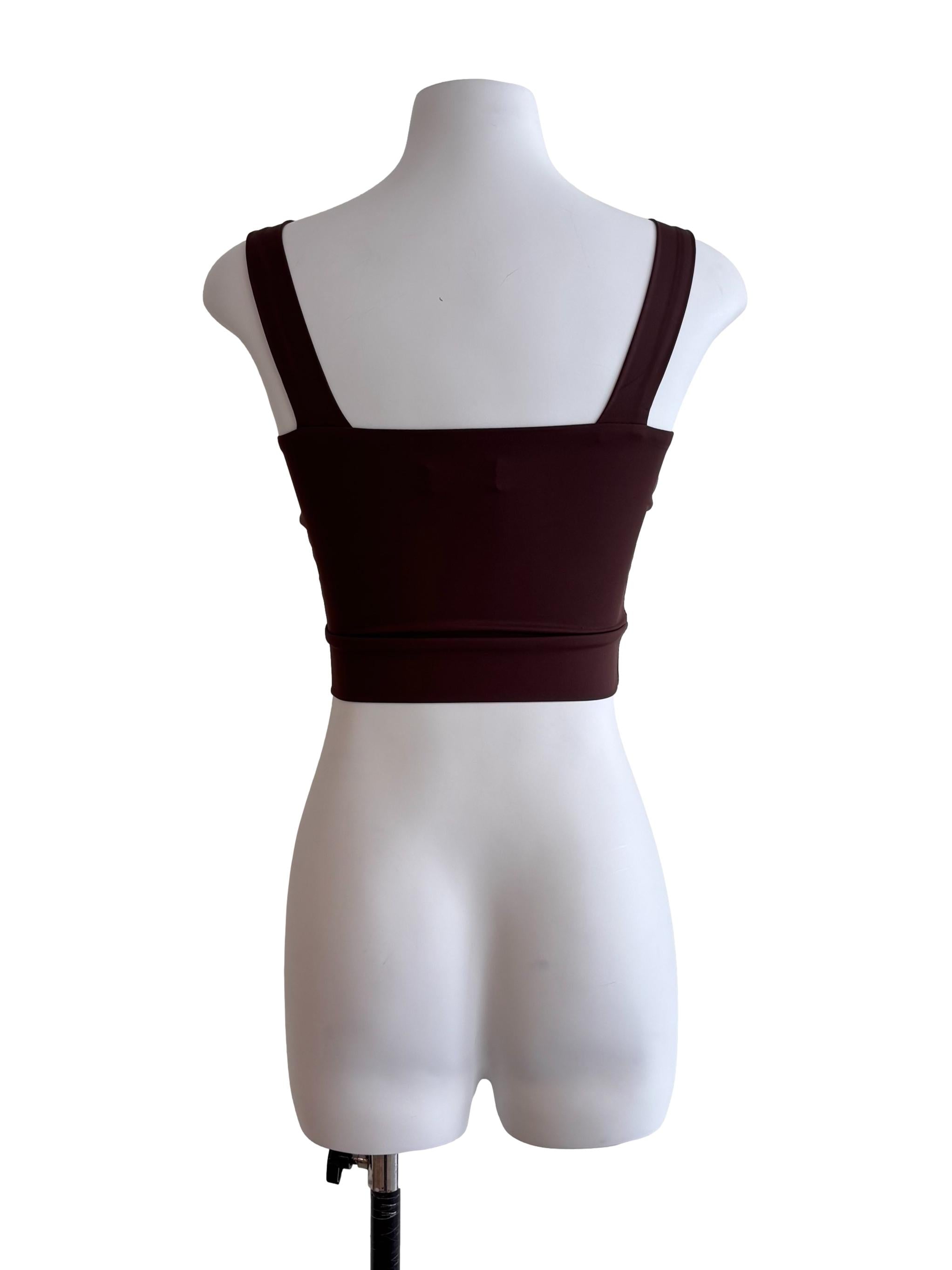 Chocolate Brown Fitted Cropped Tank Top