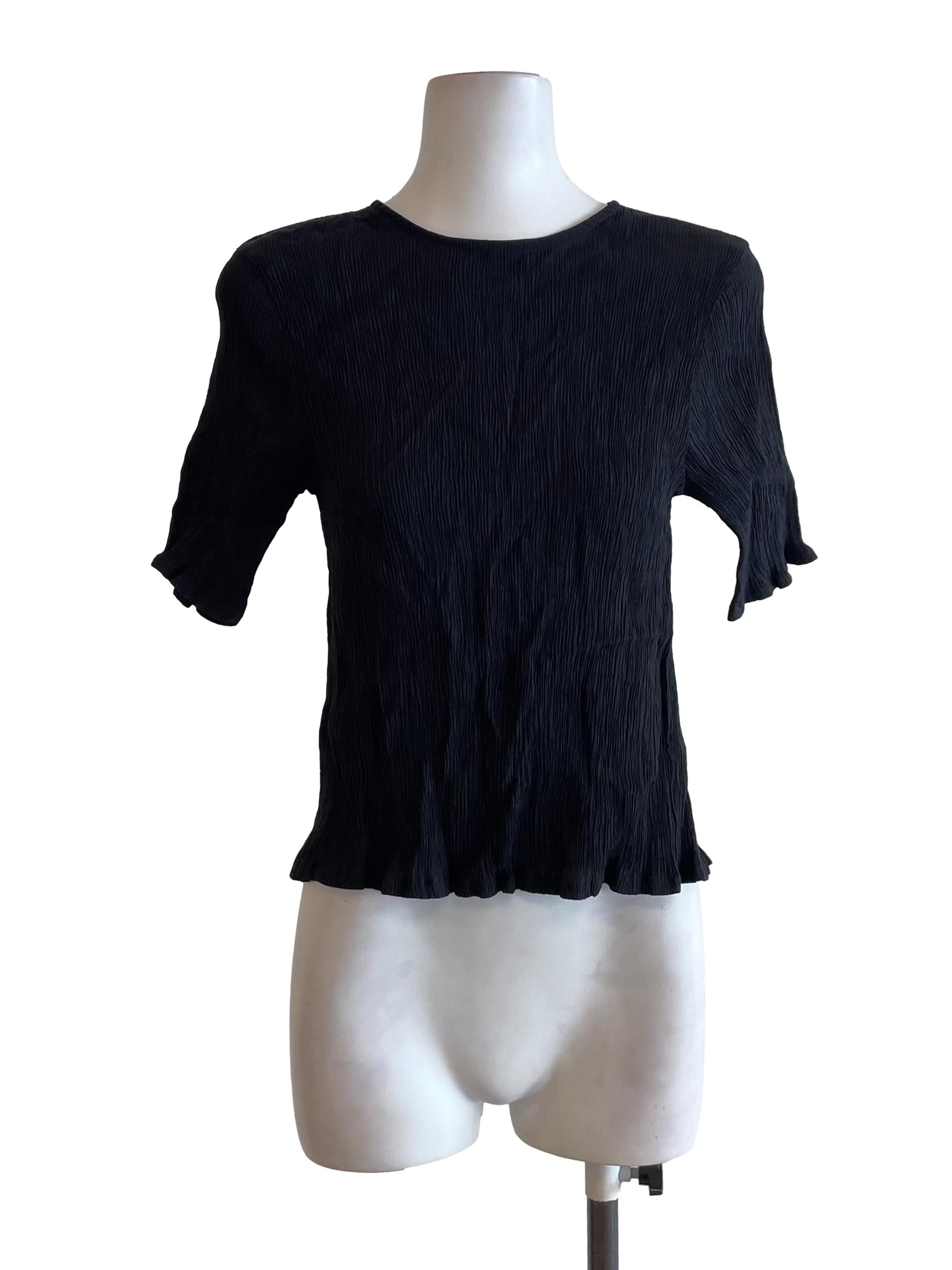 Black Textured Open Back Top TEM