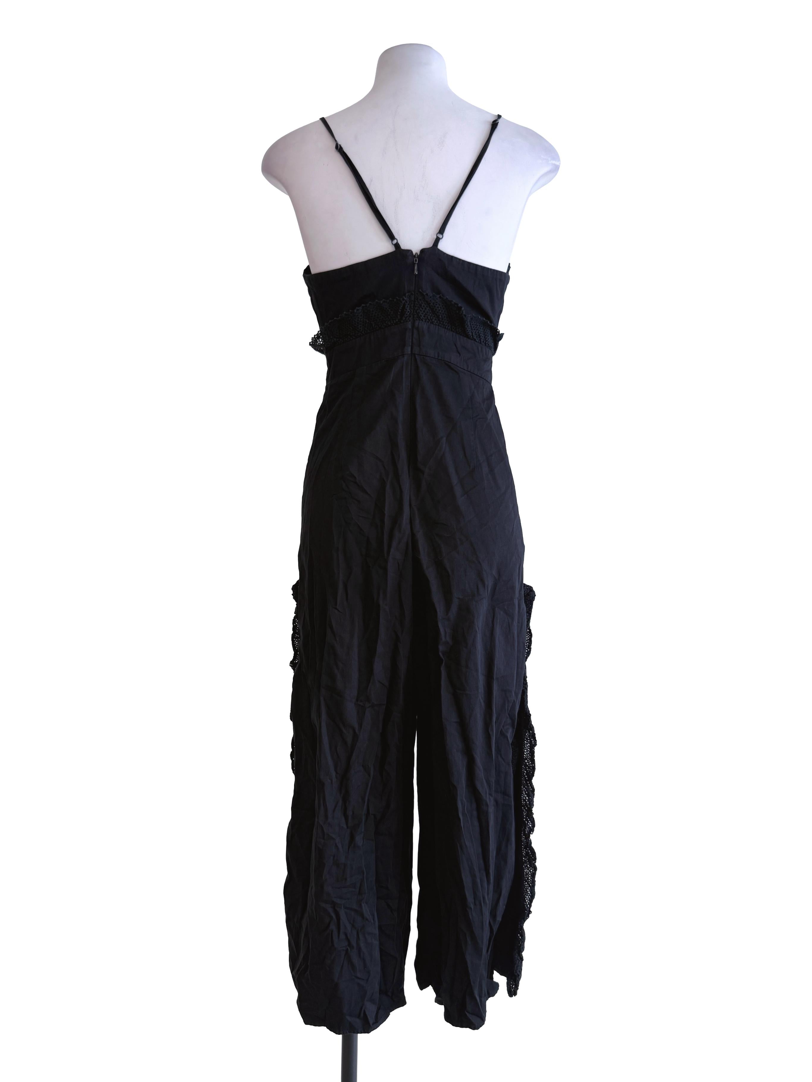 Black Jumpsuits With Floral Embroidery