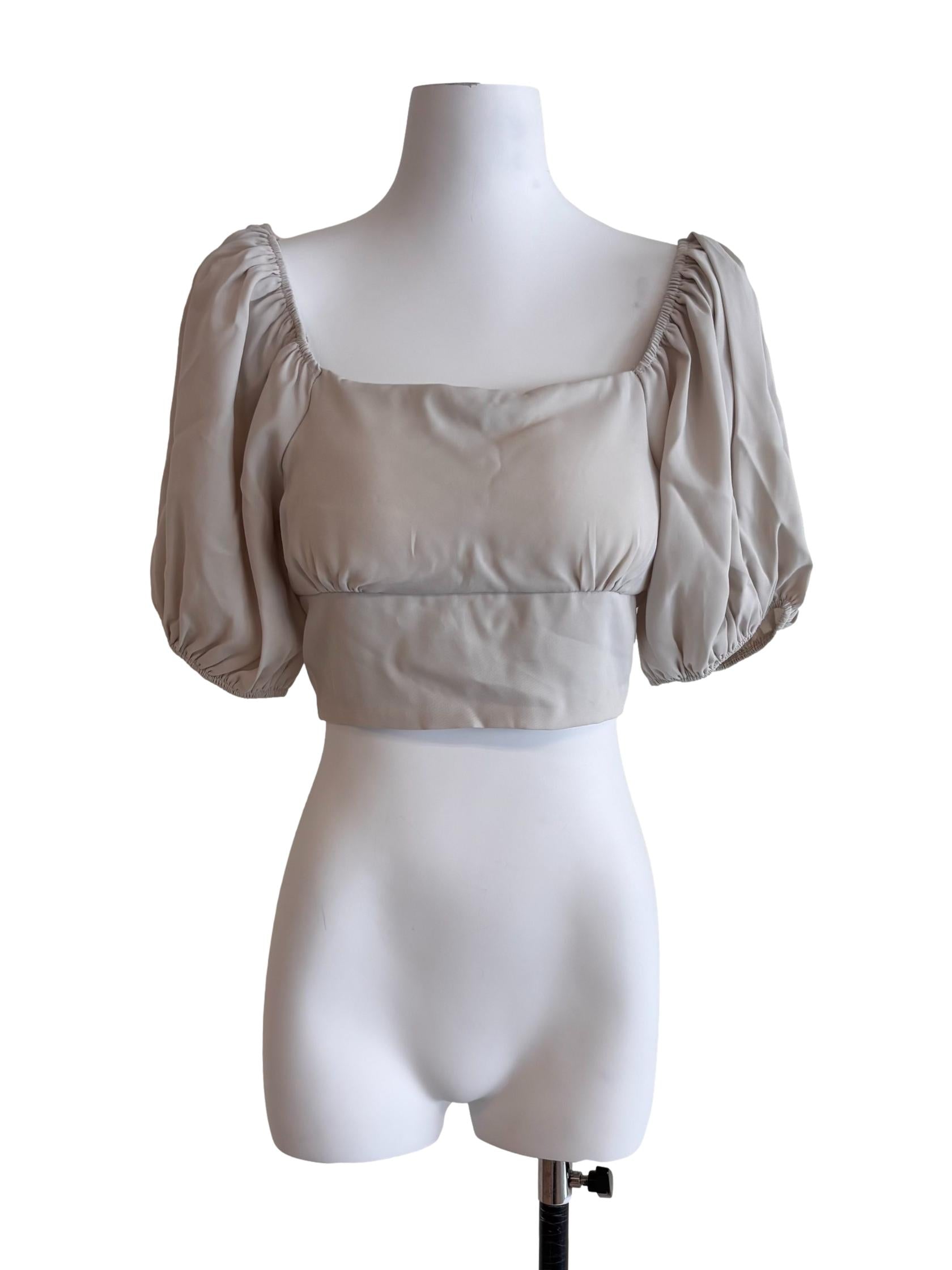 Light Grey Open Tie Back Crop Top