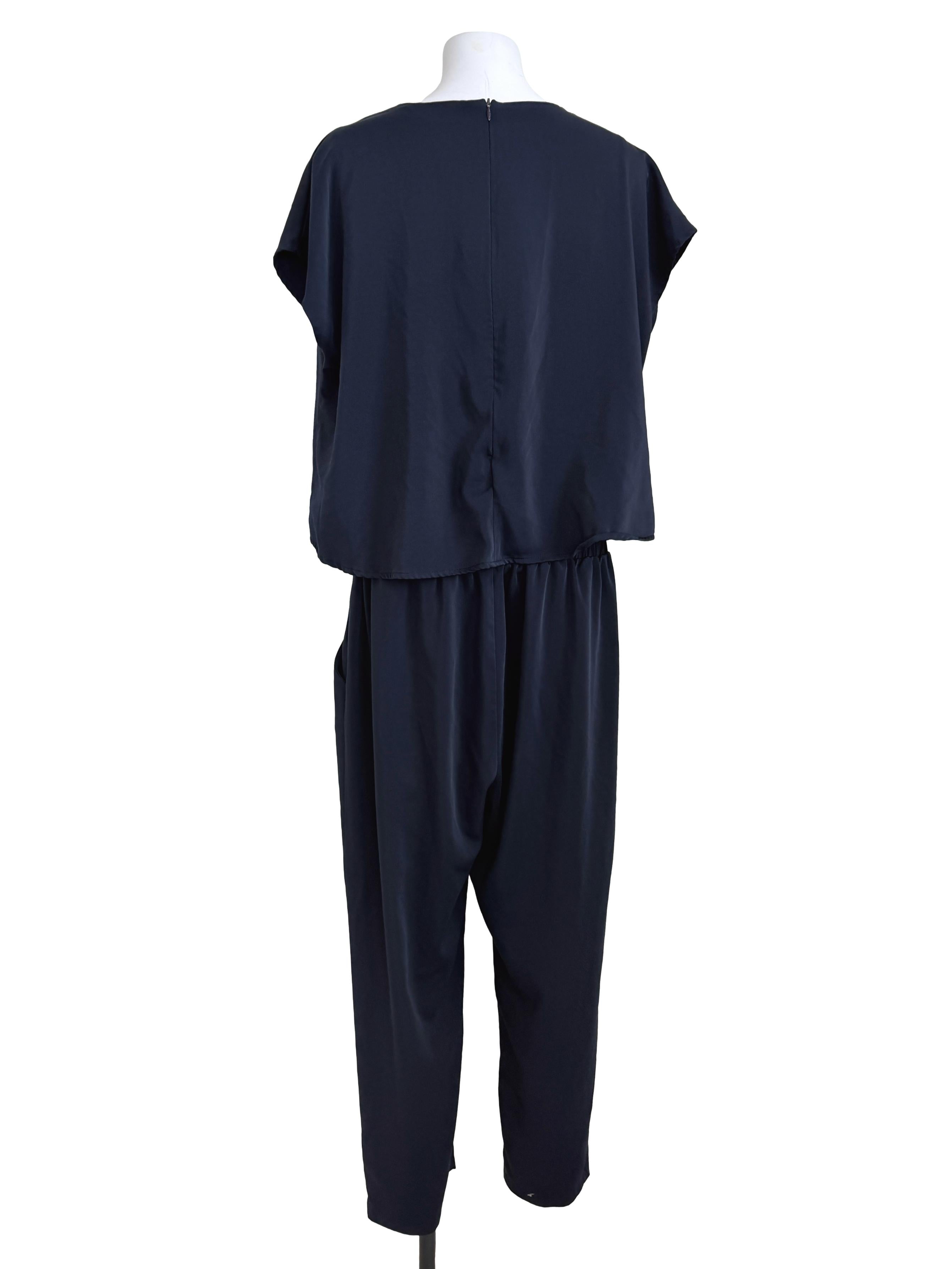 Navy Blue V-Neck Jumpsuit