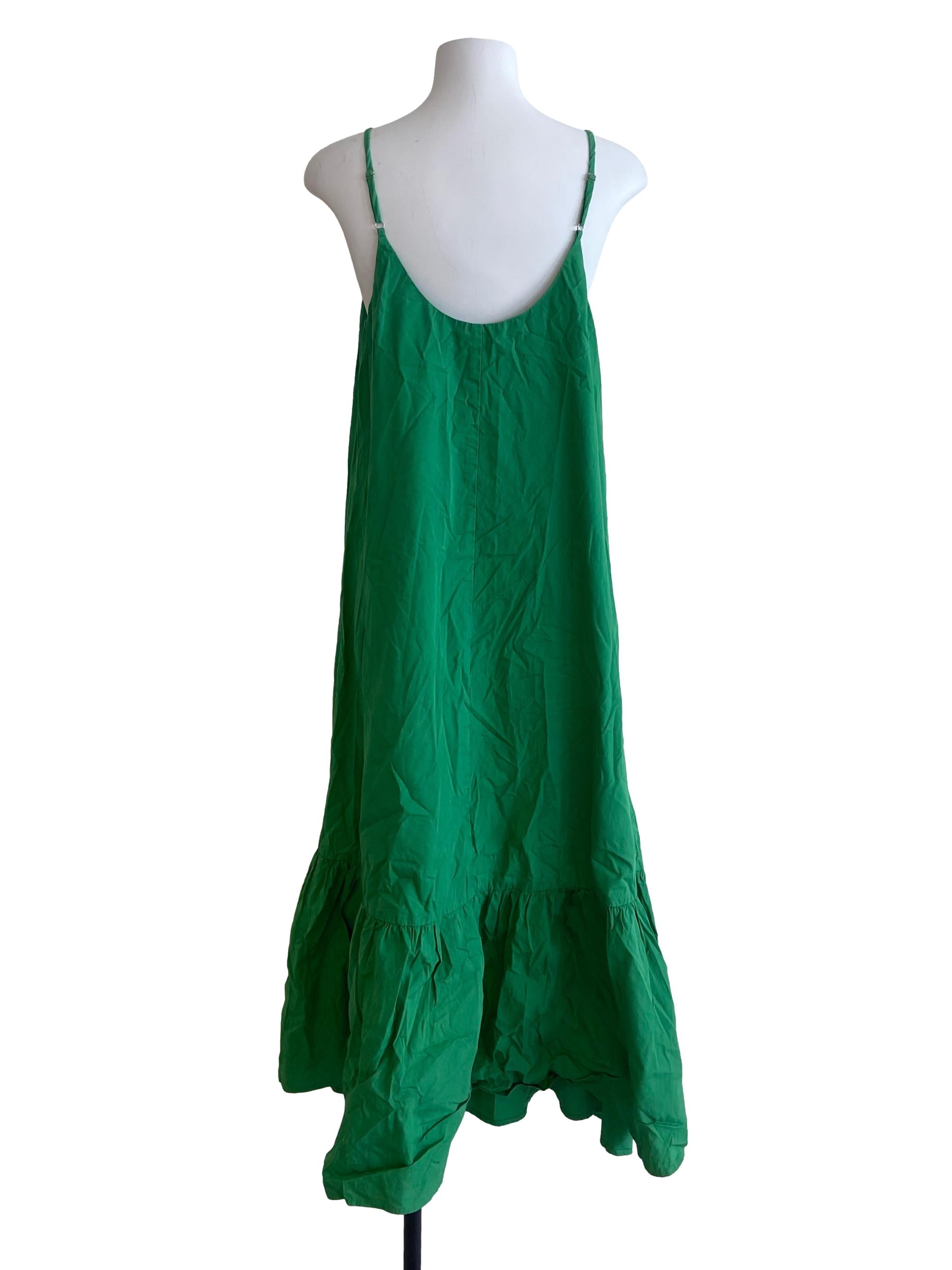 Green Sleeveless Drop Waist Dress