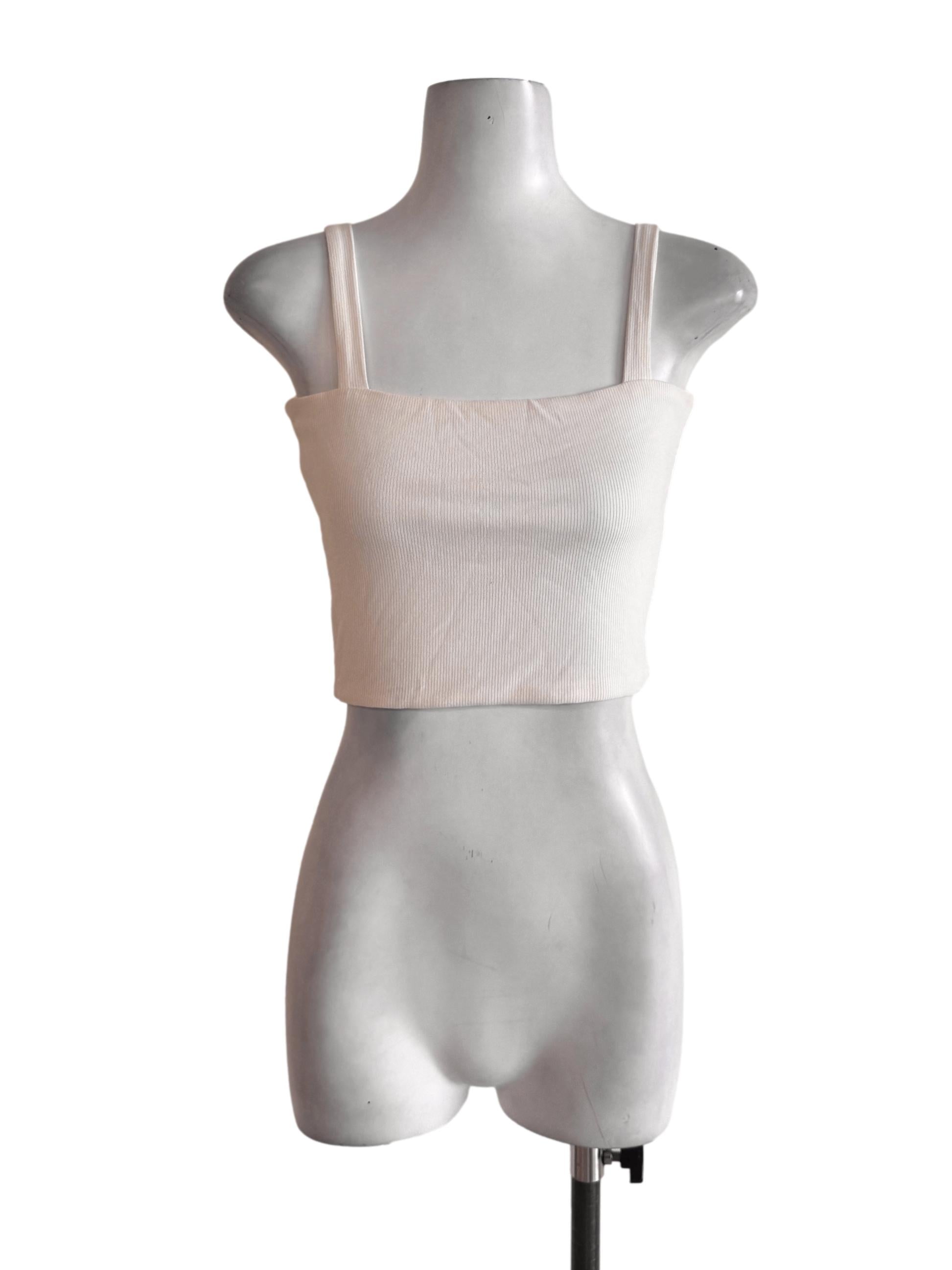 White Textured Tank Top