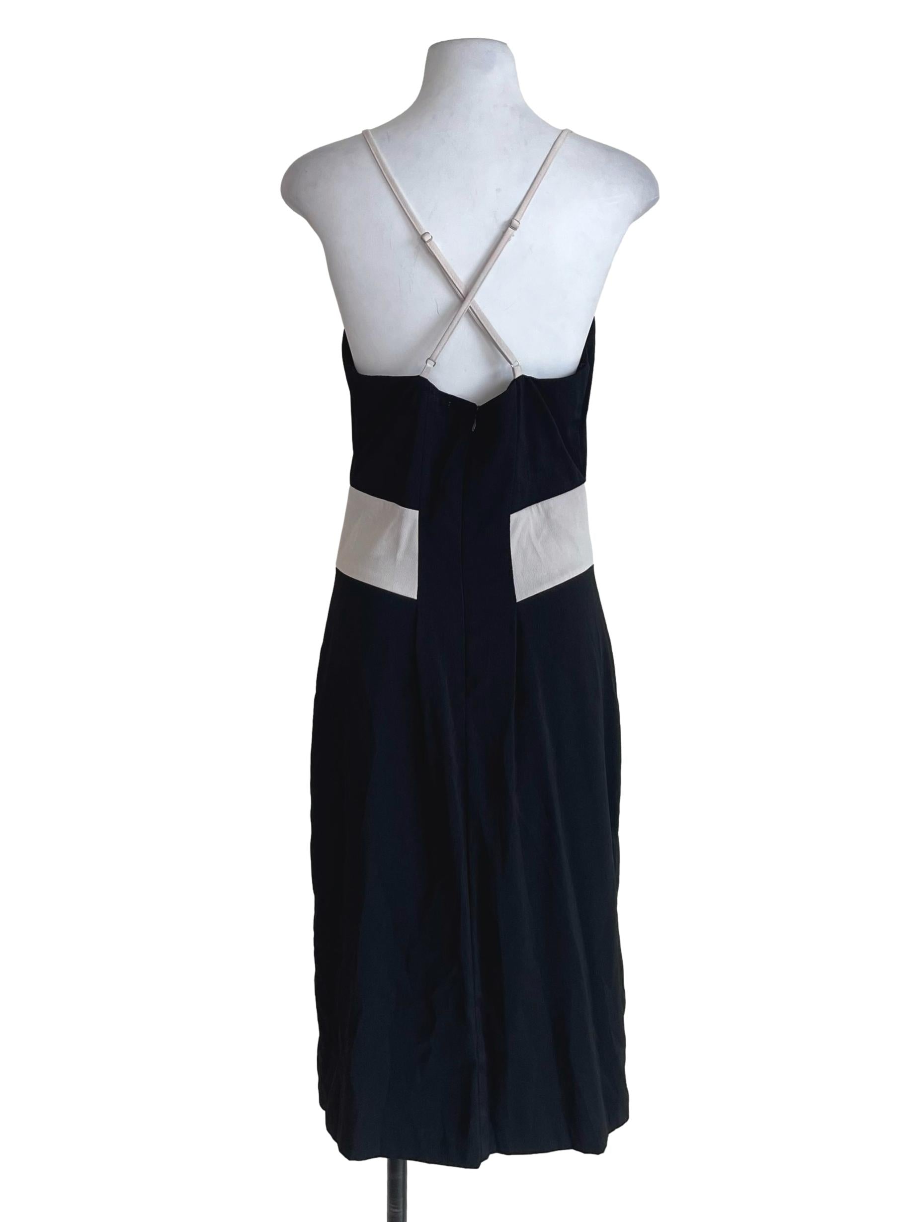 Black And White Cossed Strap Dress