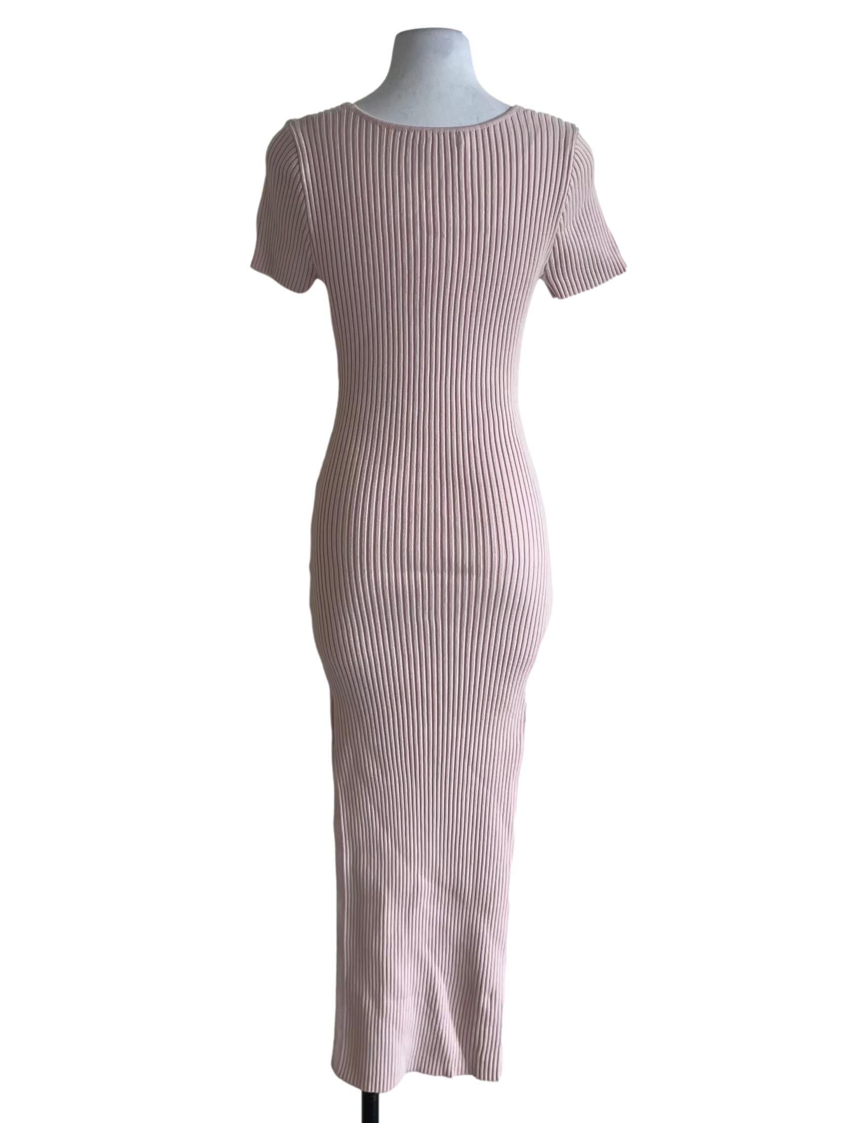 Blush Pink Square Neckline Bodycon Dress
