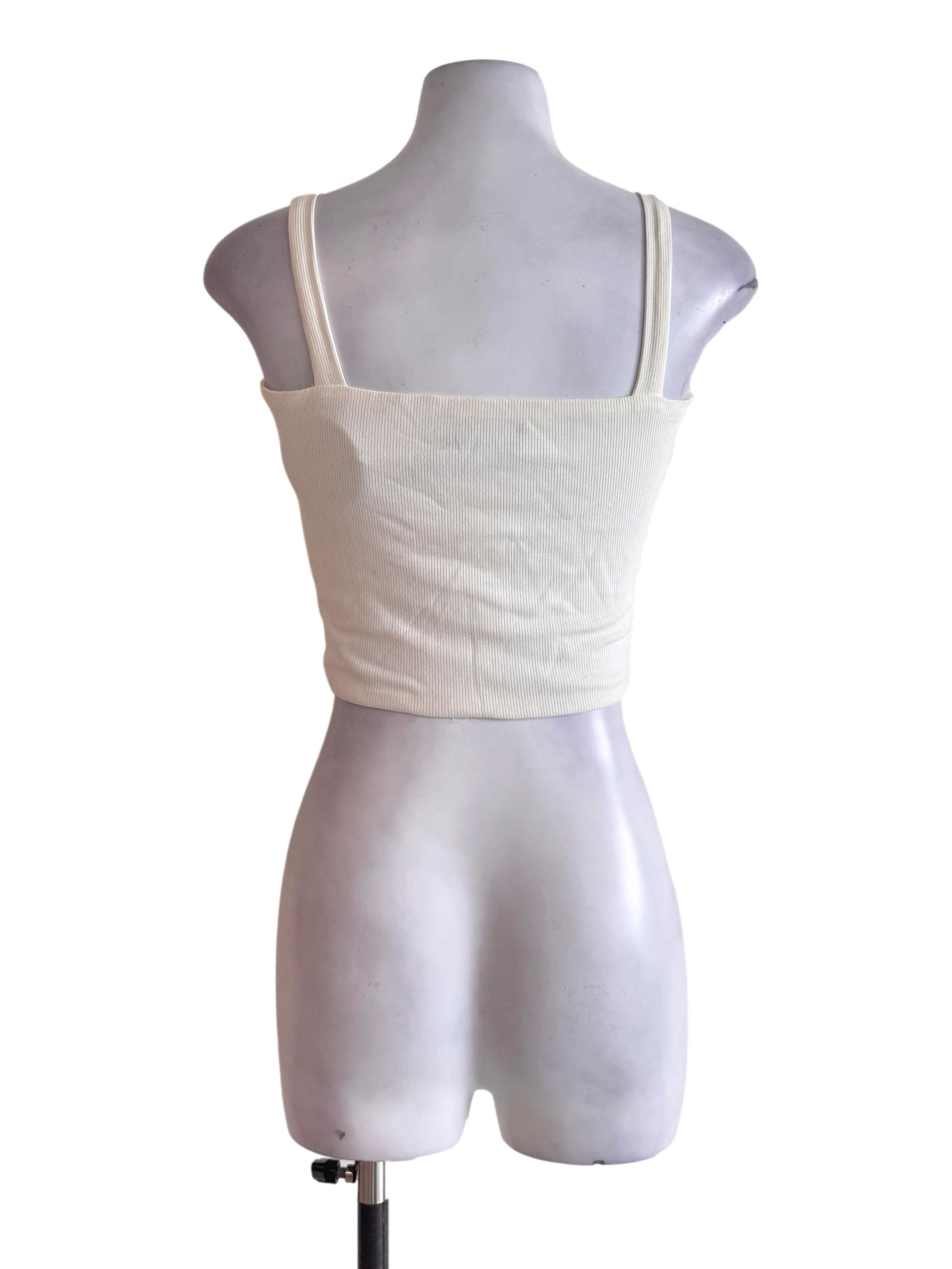 White Textured Tank Top