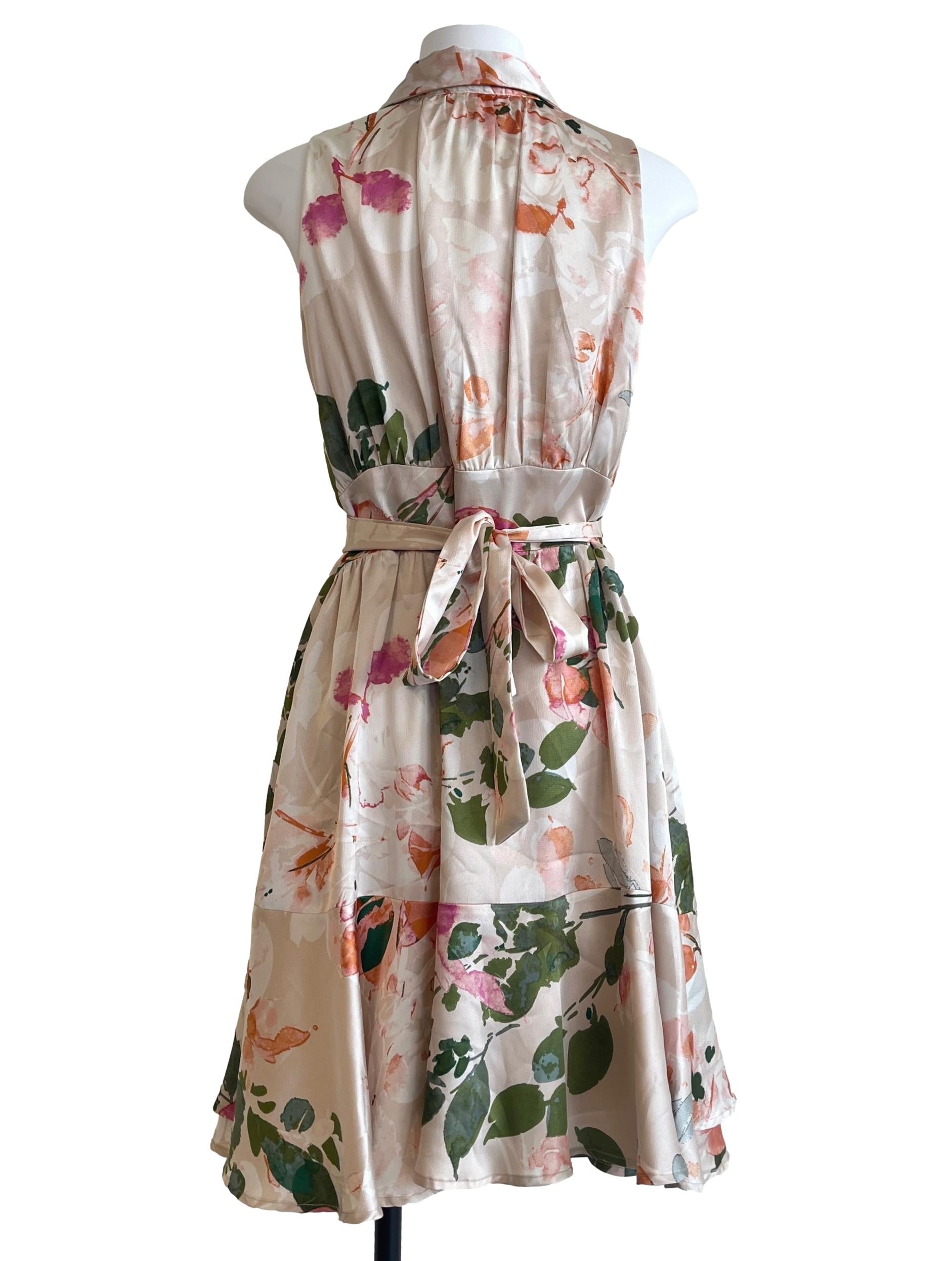 Peach Pink Floral Dropwaist Dress