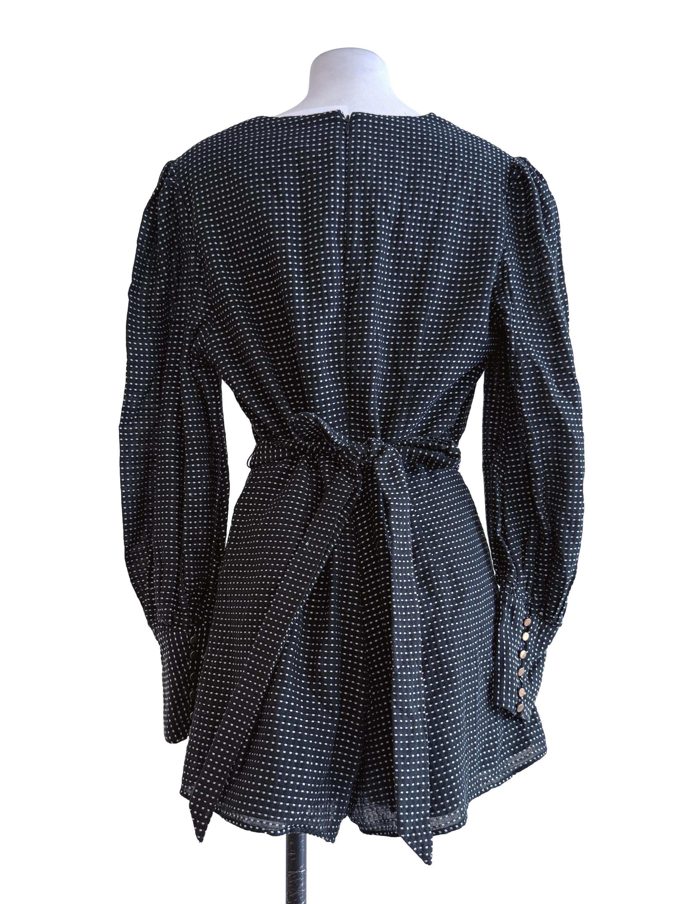 Black Dotted Textured Rompers
