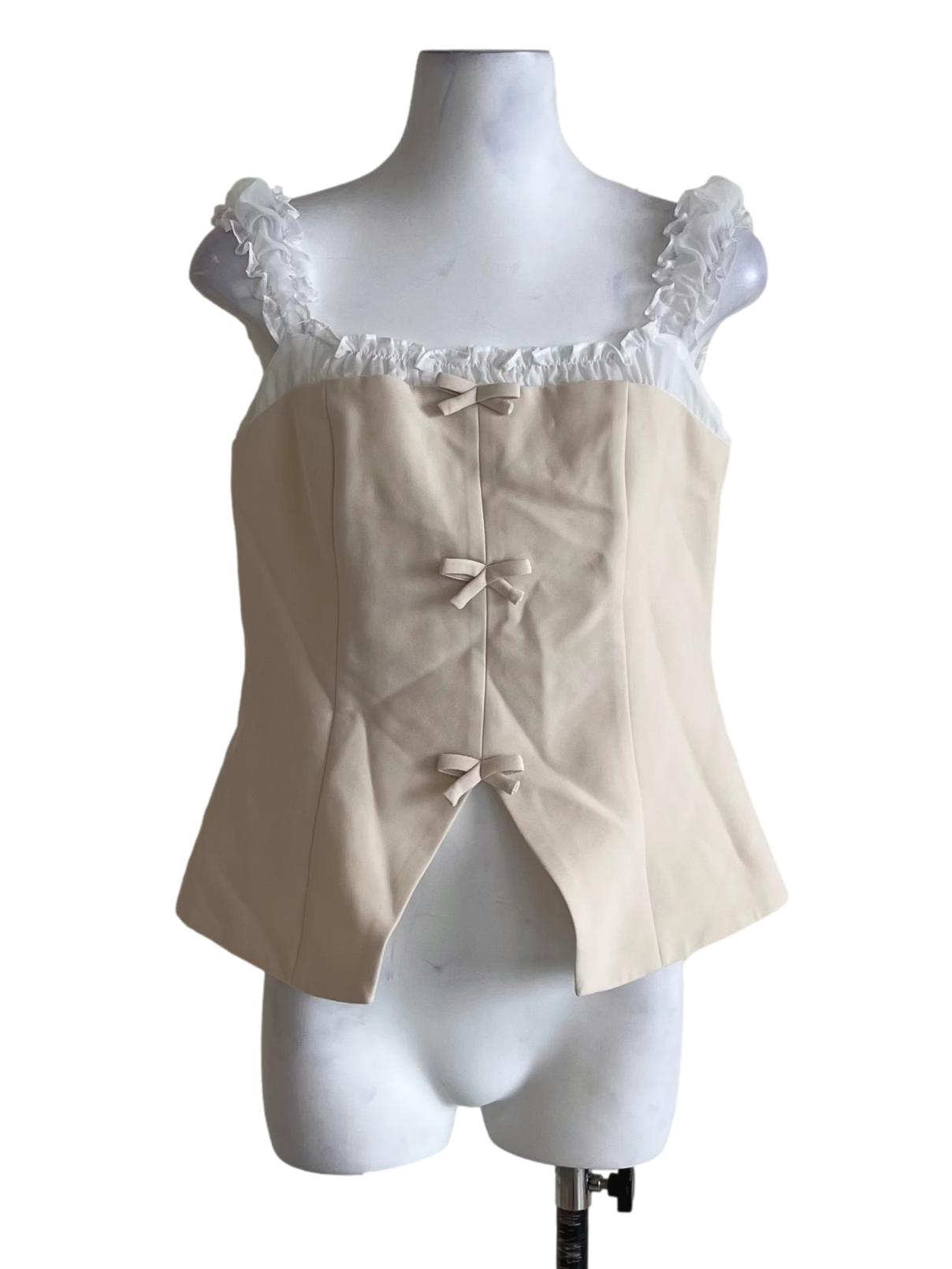 Cream Beige Lace Sleeveless Top