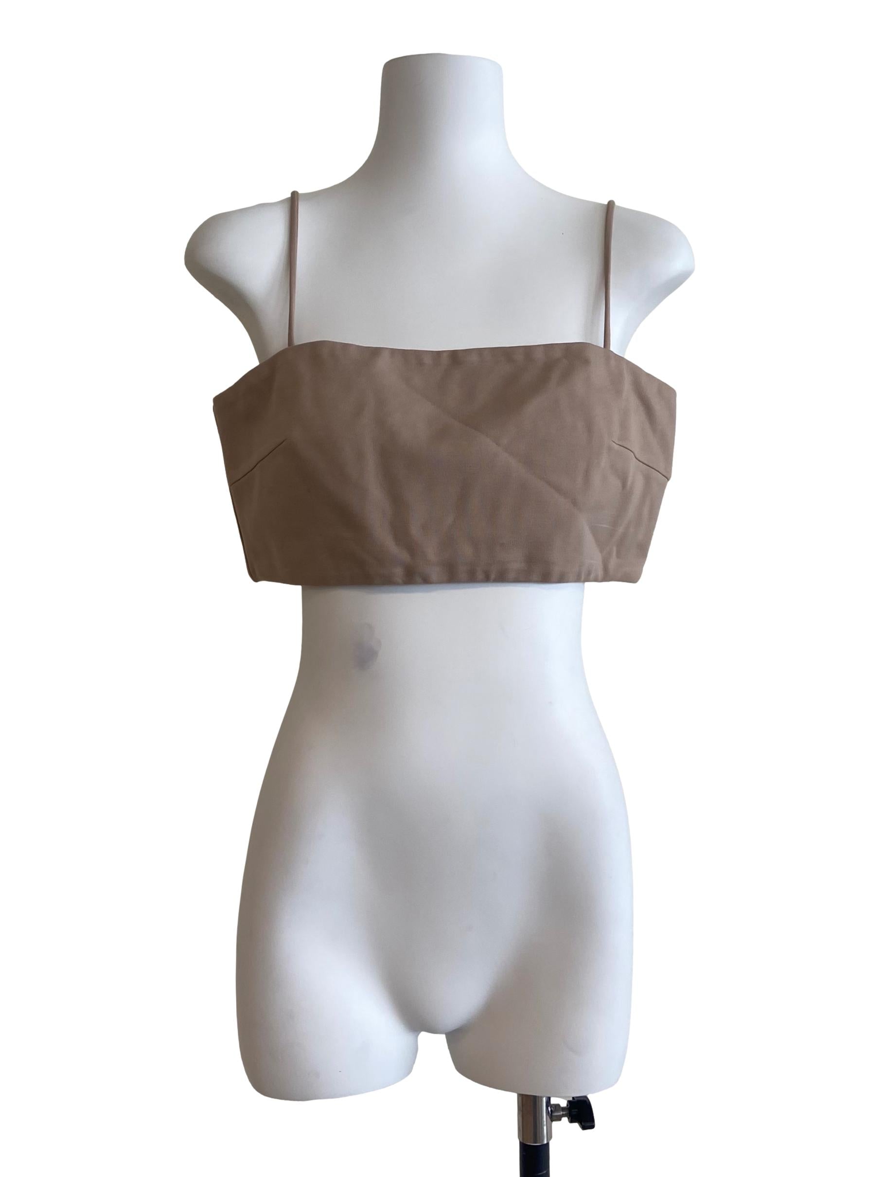 Tortilla Brown Spaghetti Straps Crop Top