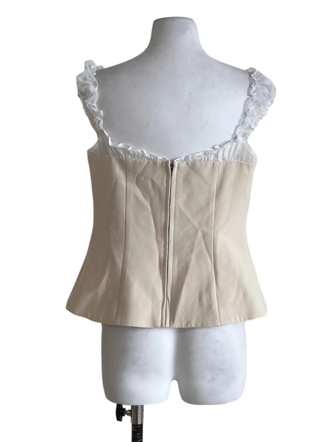Cream Beige Lace Sleeveless Top