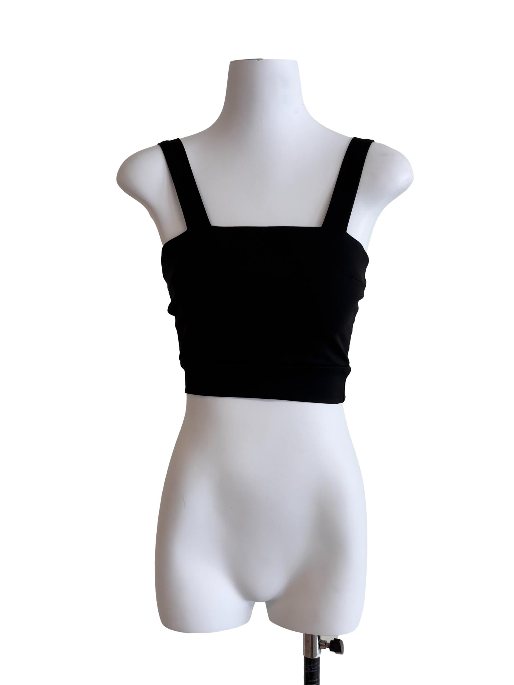 Jet Black Fitted Cropped Tank Top