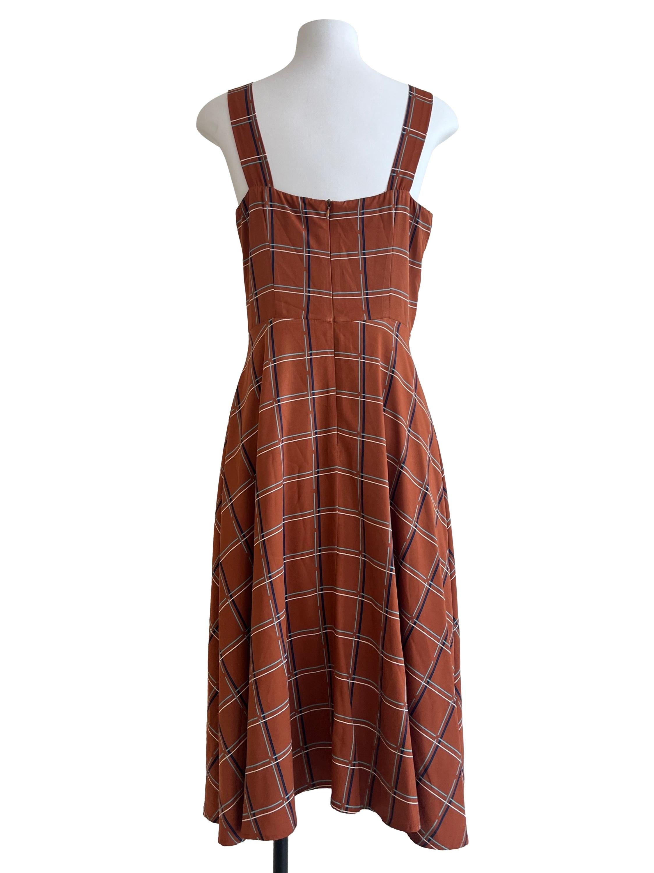 Tawny Brown Square Neck A-Line Dress
