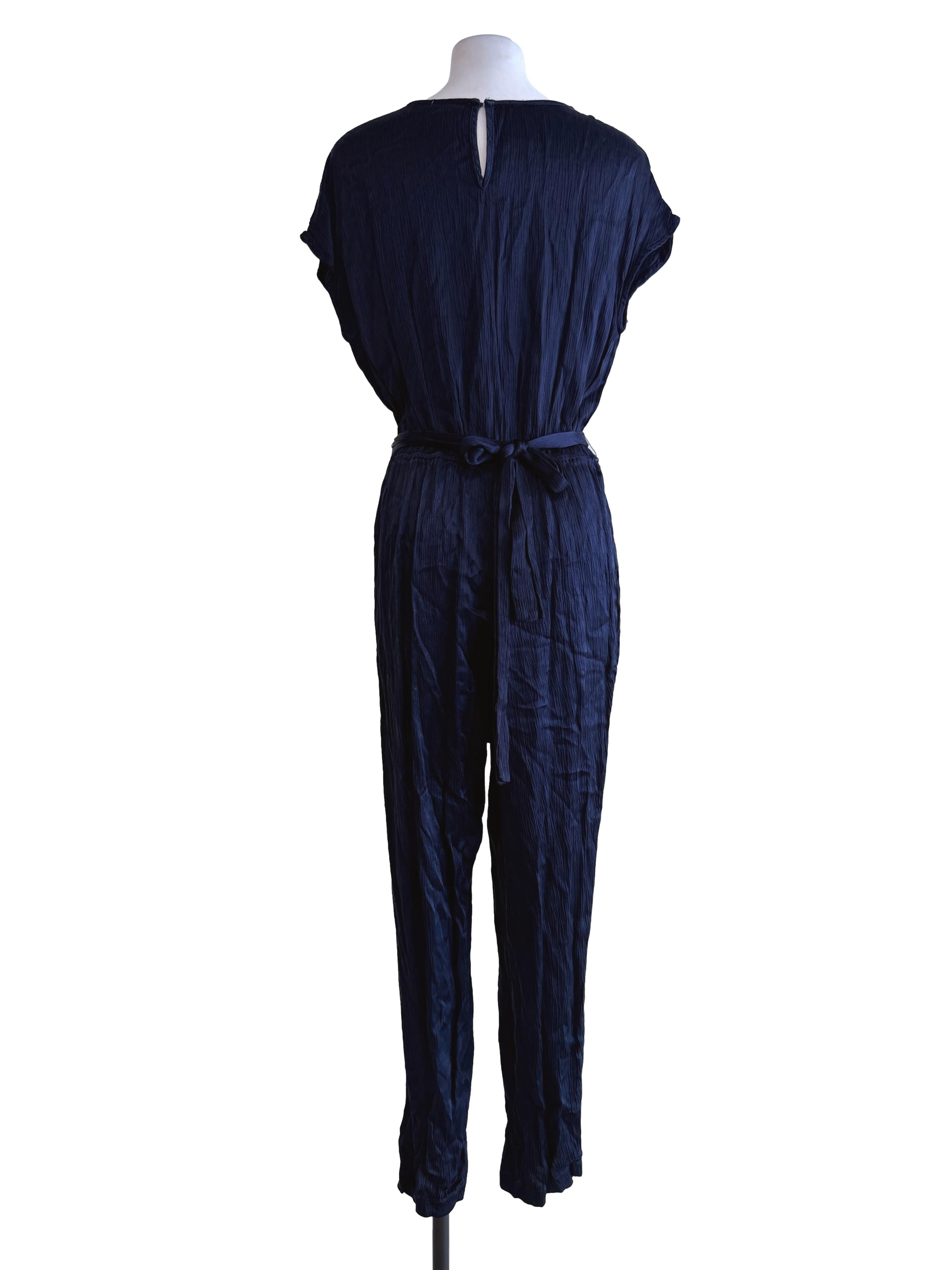 Blue Black Pleated Sleeveless Jumpsuits