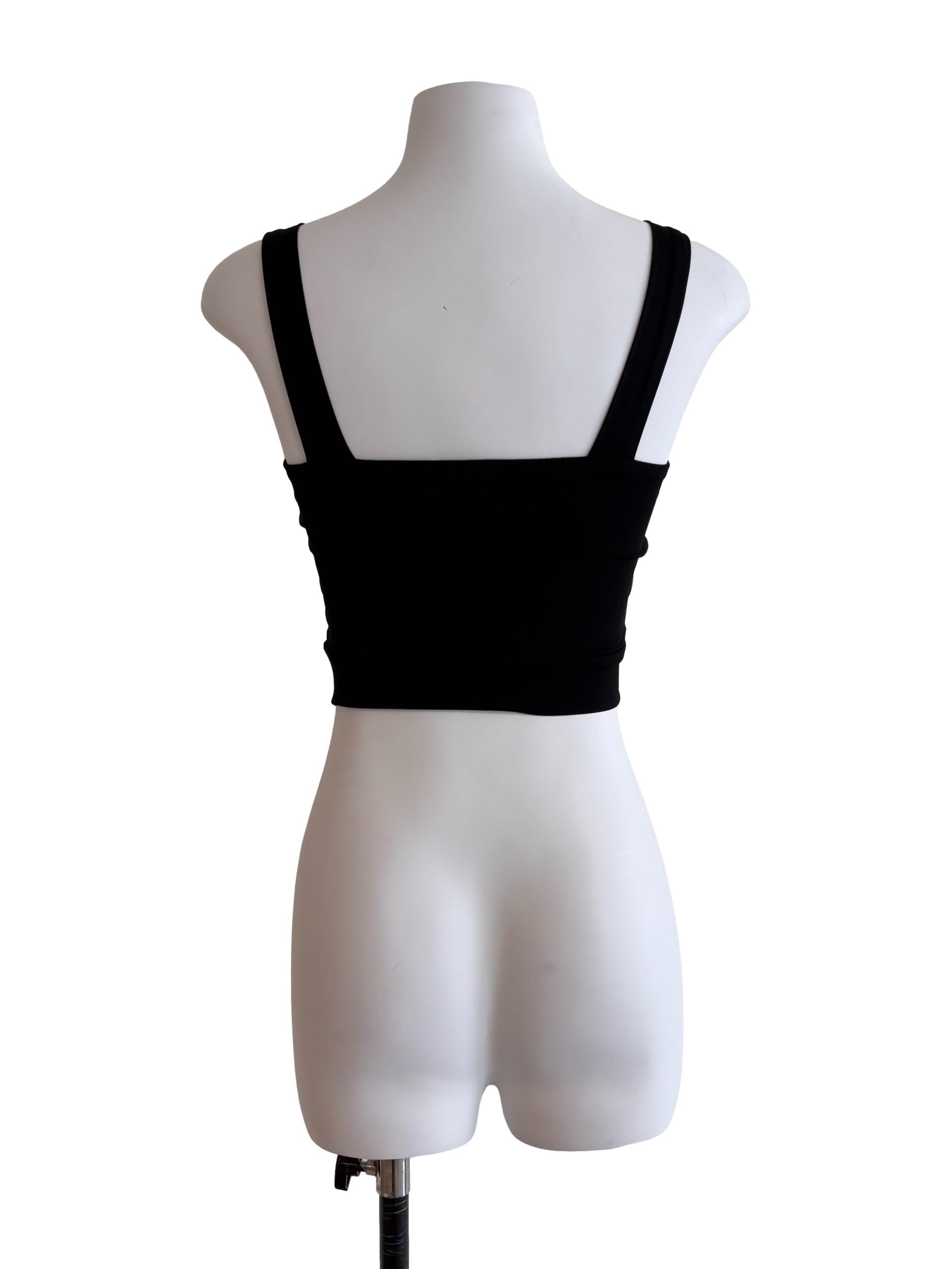 Jet Black Fitted Cropped Tank Top