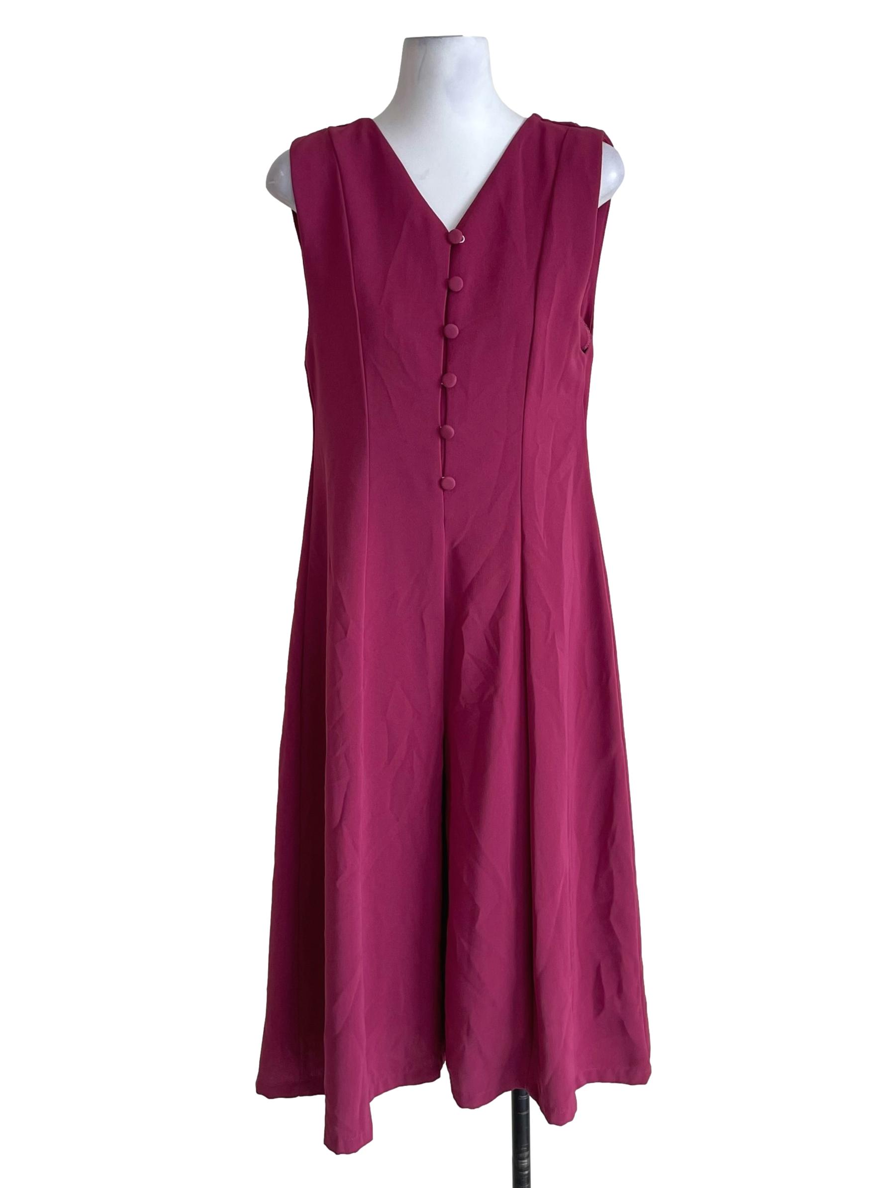 Magenta Purple Sleeveless Culottes Jumpsuit