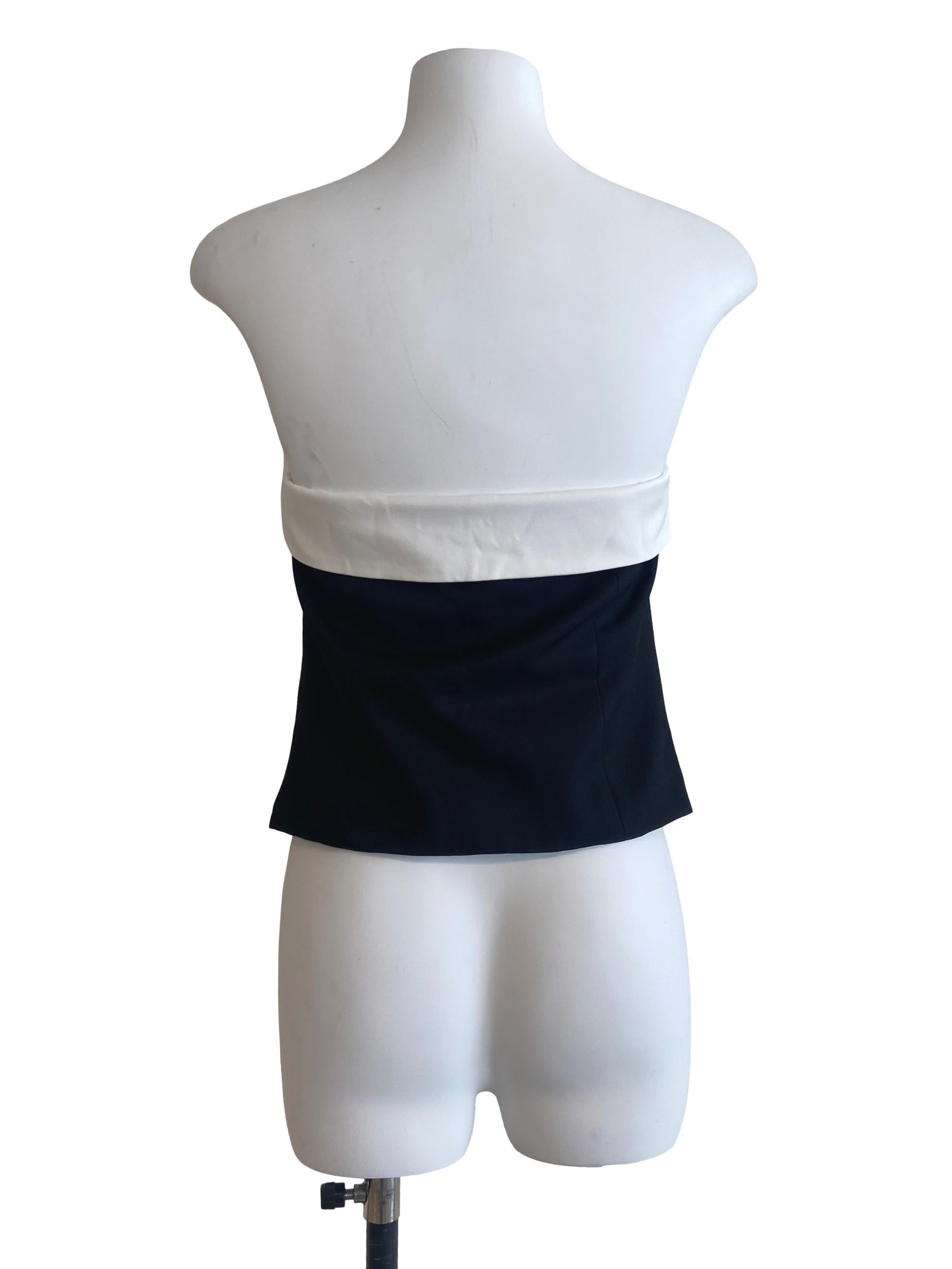 Black Button Down Strapless Crop Top