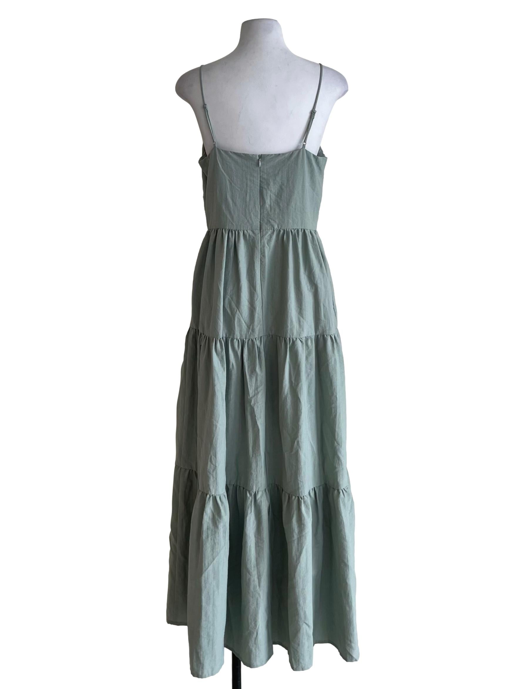 Pistachio Green Spaghetti Strap A-Line Dress