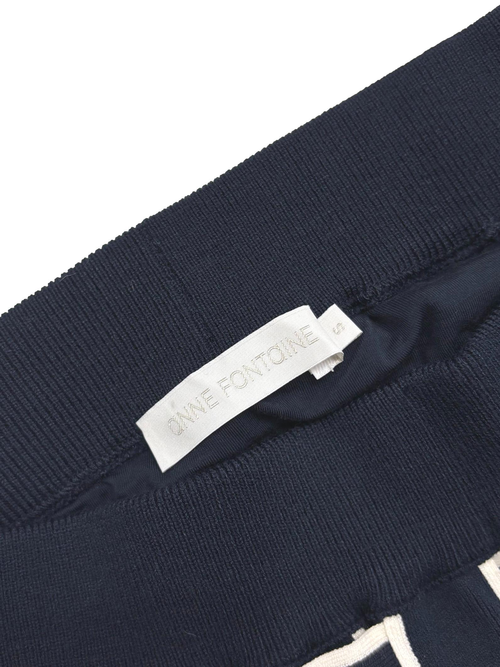 Dark Navy And White Basket Woven Skirt