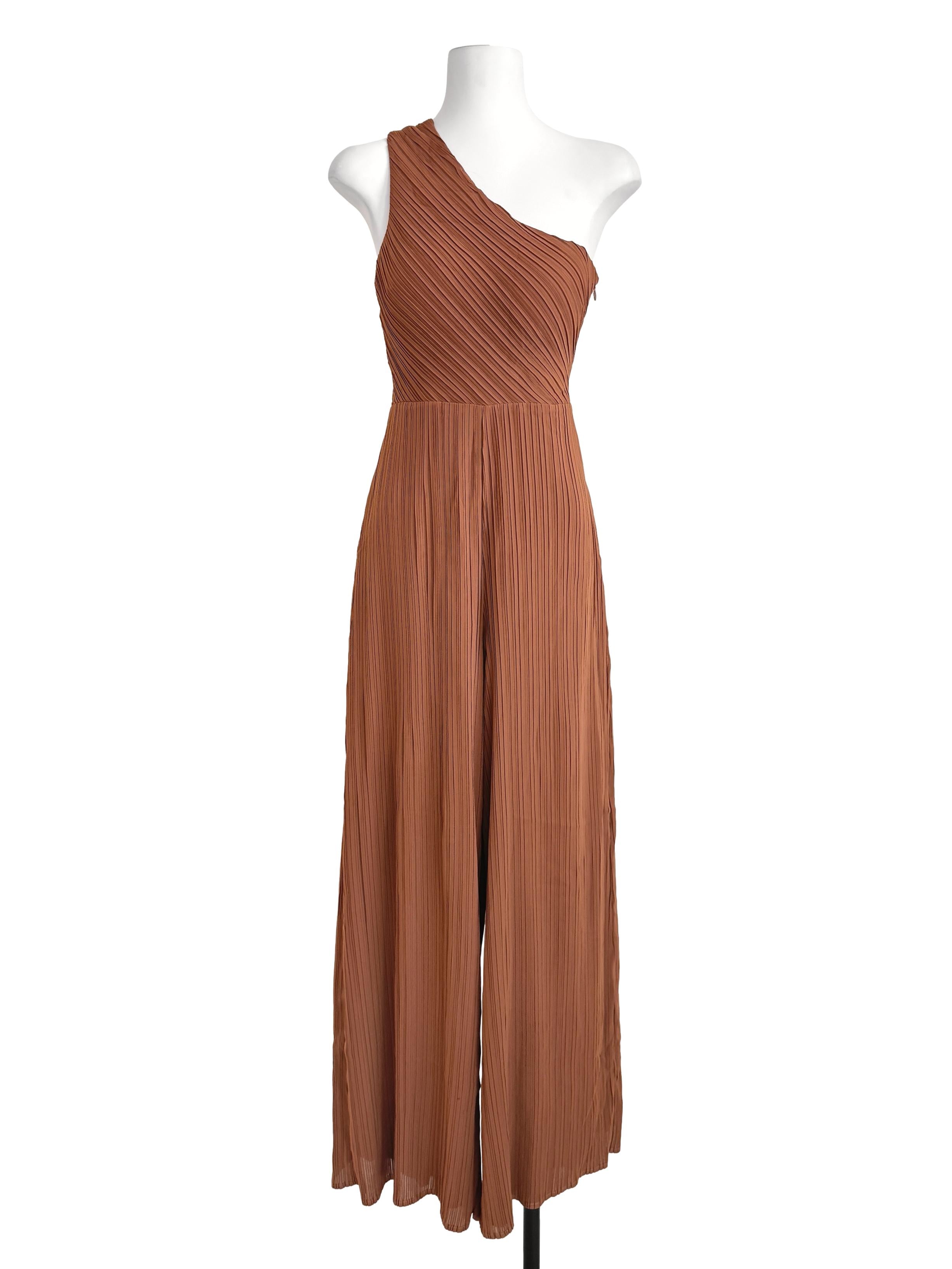 Caramel Brown Pleated Jumpsuit LB