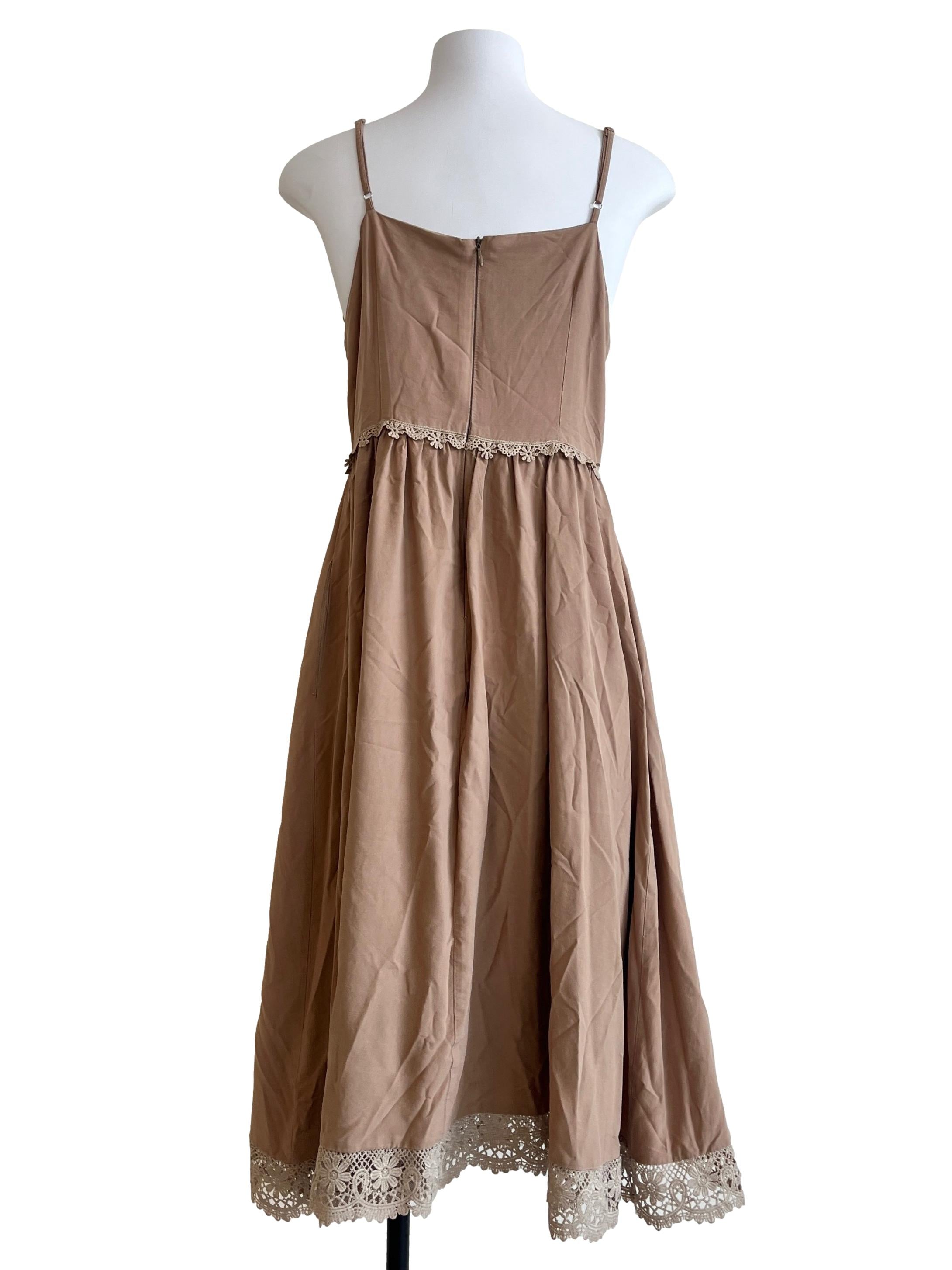 Tortilla Brown Spaghetti A-Line Dress
