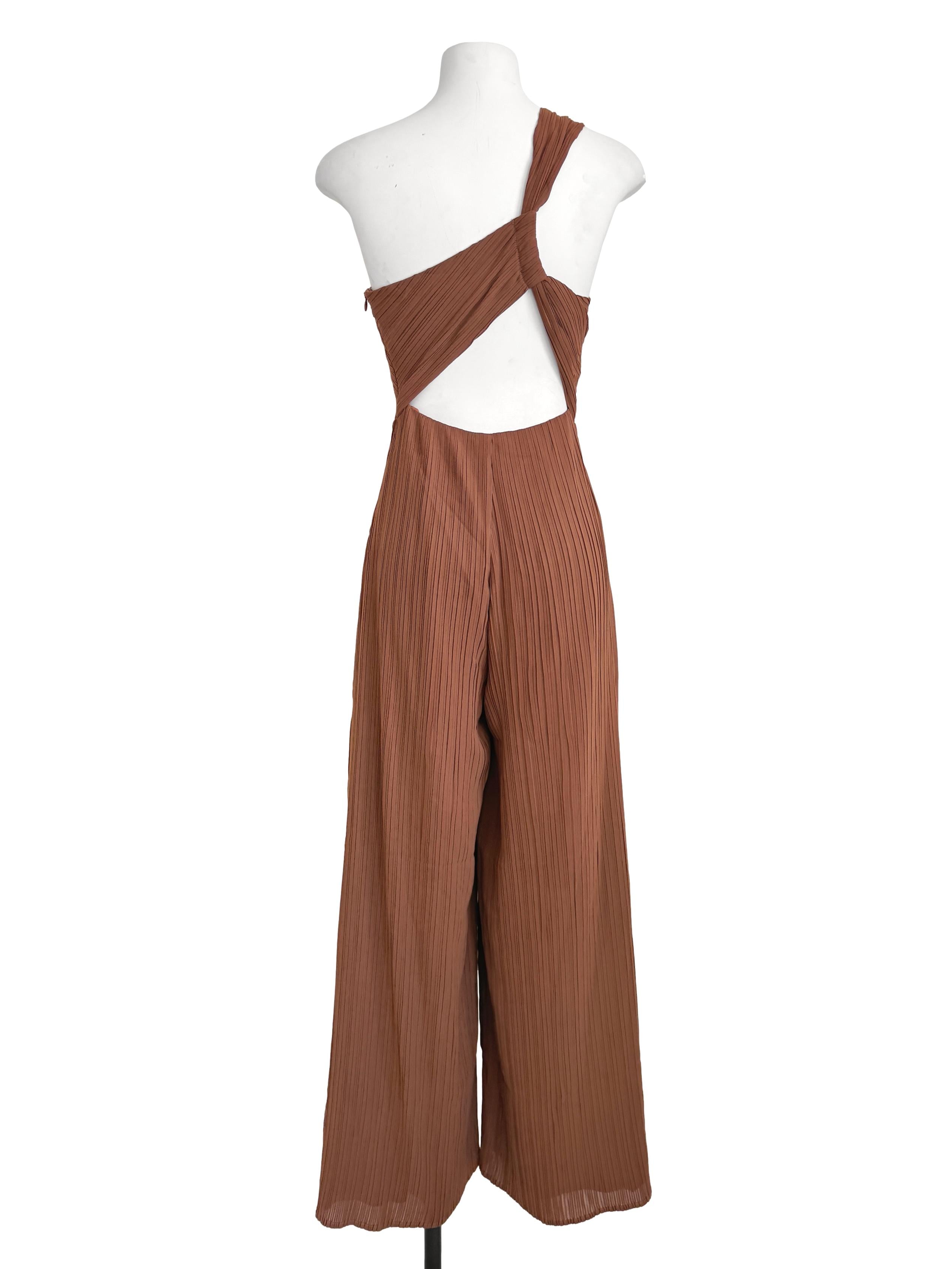 Caramel Brown Pleated Jumpsuit LB