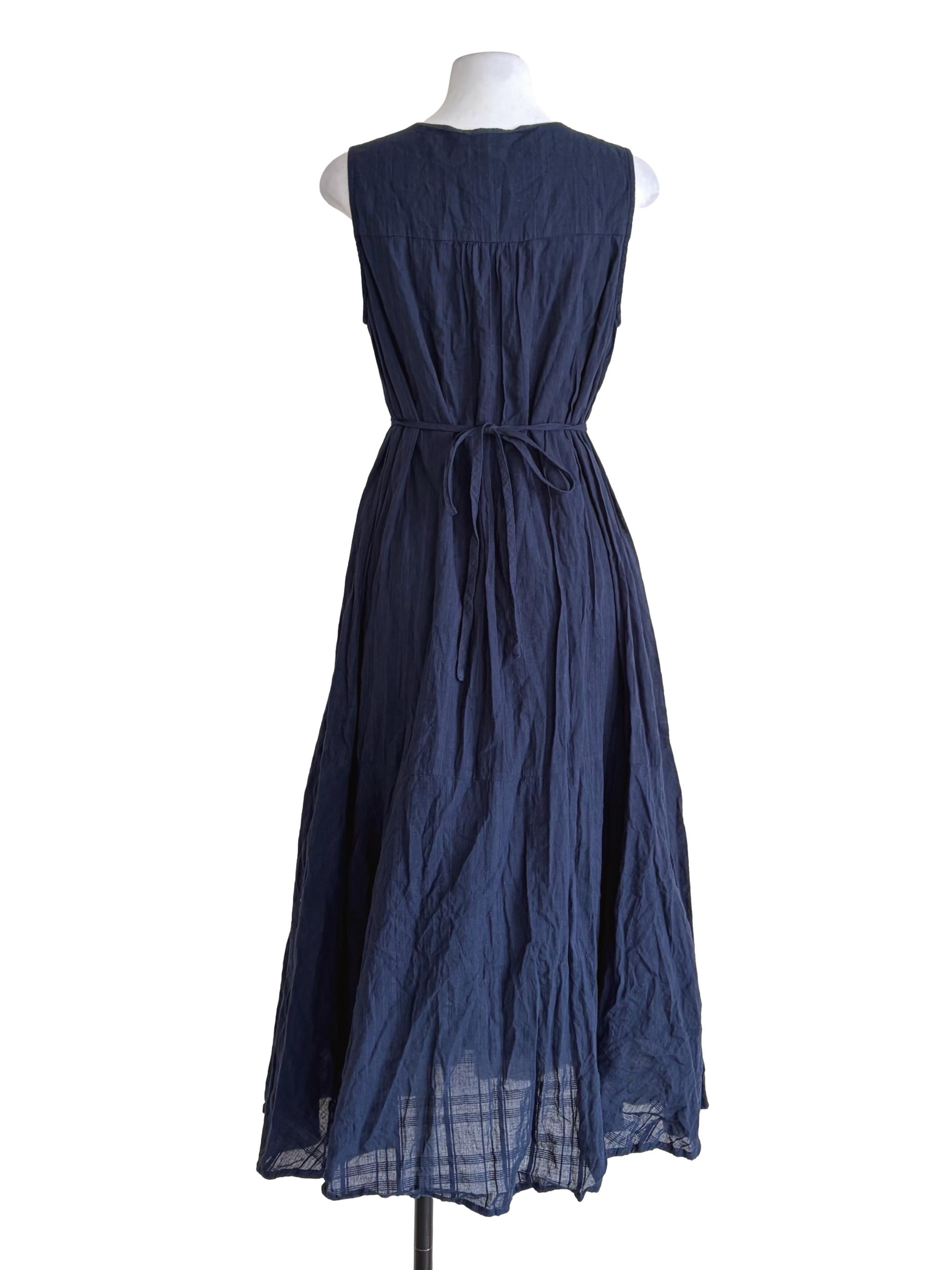Indigo Blue Button Down Sleeveless Dress