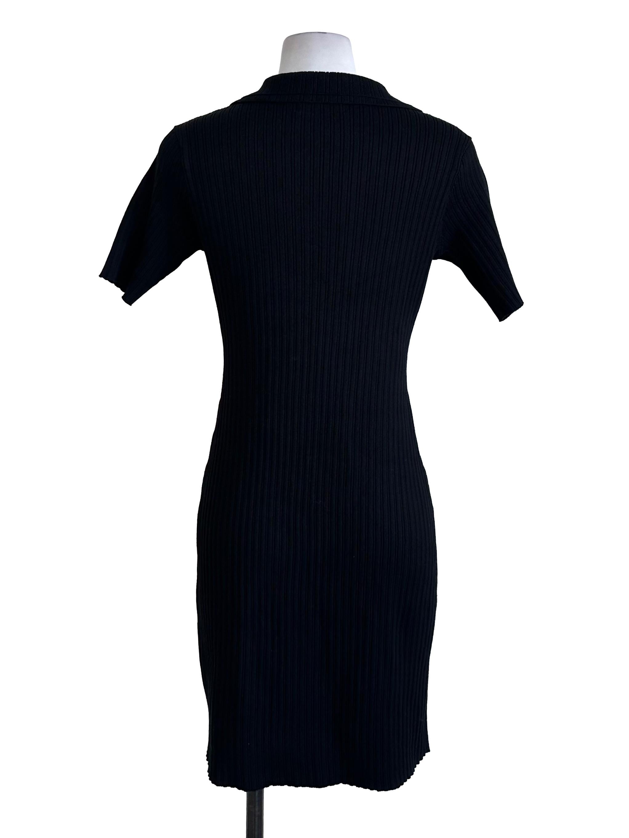Rich Black Collar Knit Dress