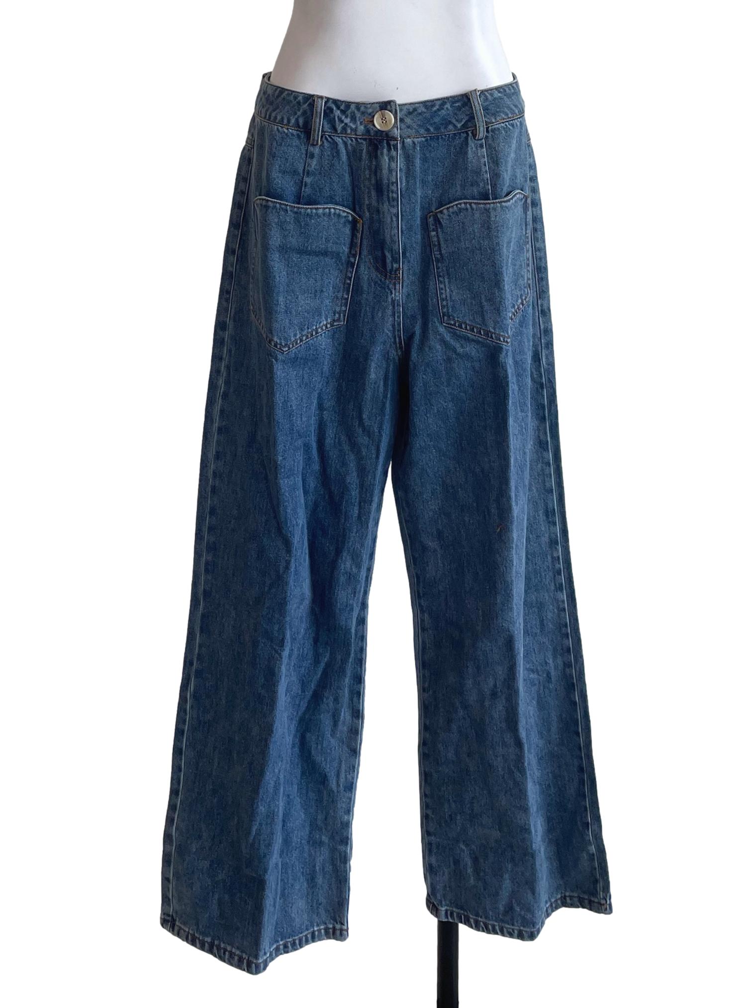 Blue Denim Straight Cut Jeans