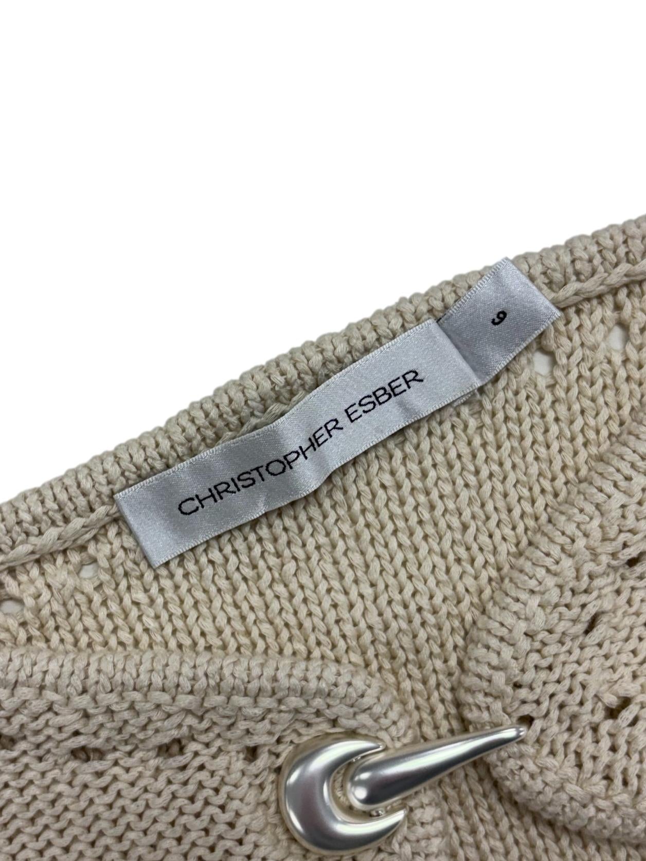 Cream Knit Pointelle Clasp Cami Top