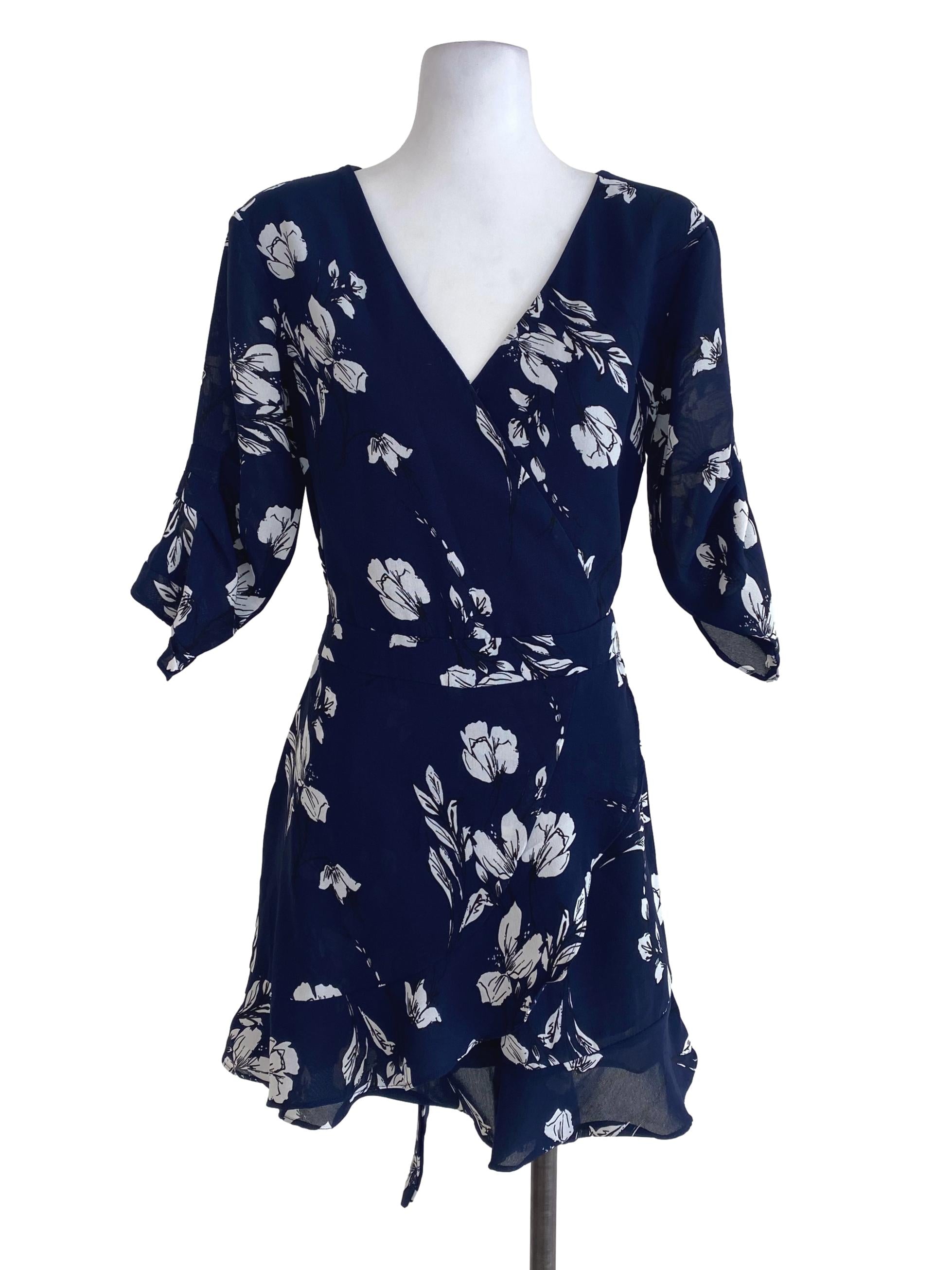 MDS Blue Floral Wrap Romper | REFASH