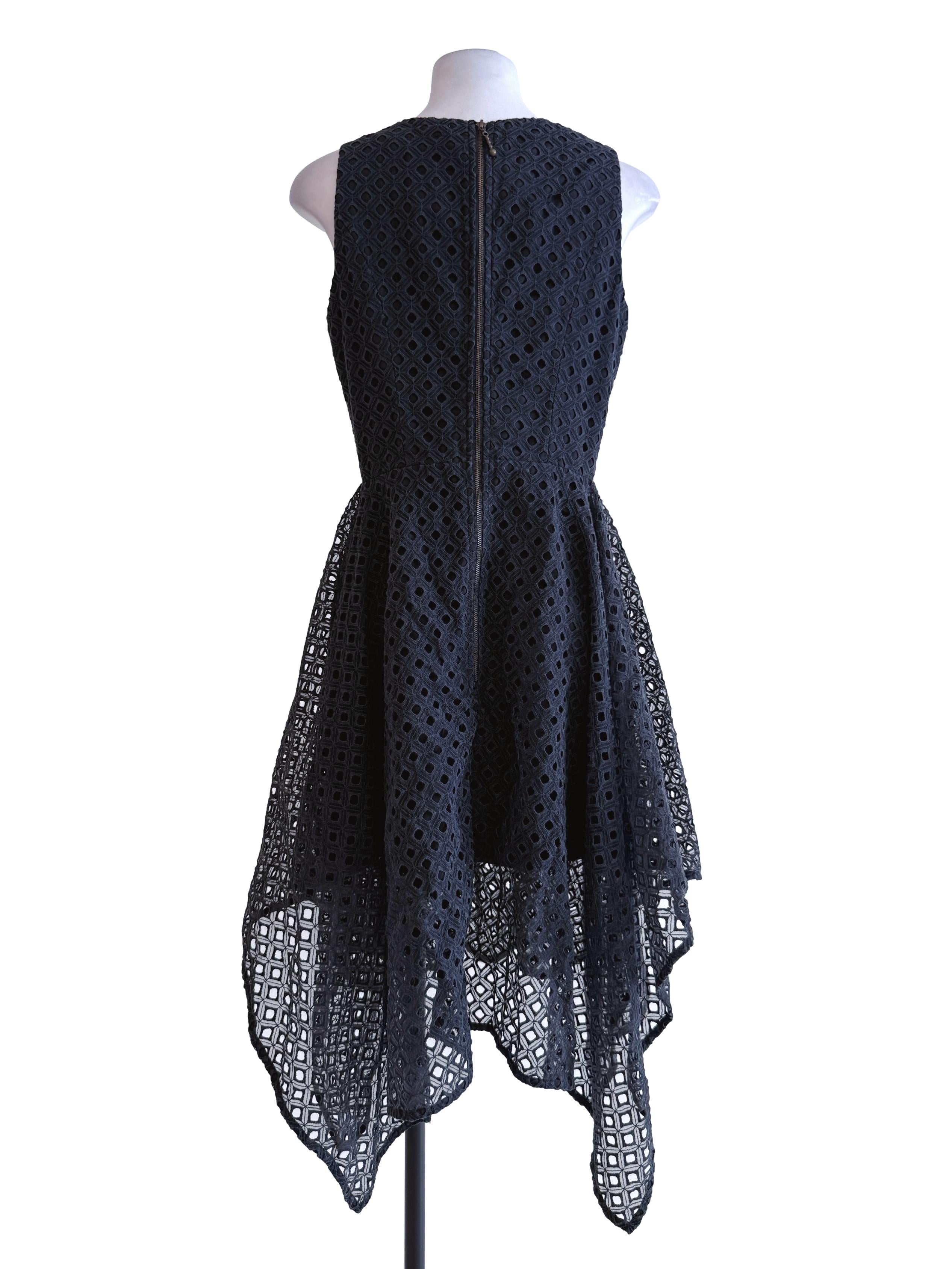 Black Embroidery Pattern V Neck Dress