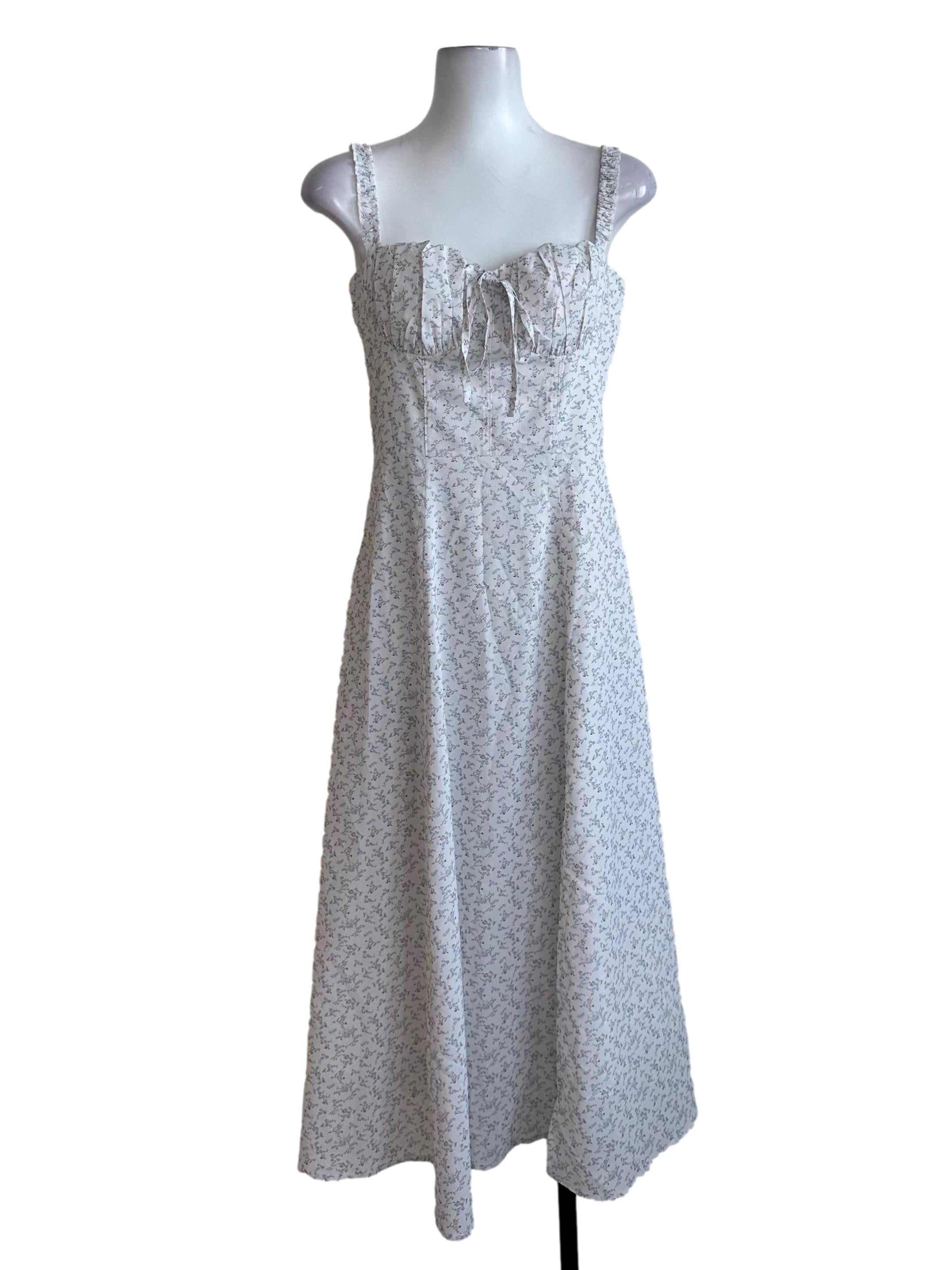 Ivory White Floral Sweetheart Sun Dress