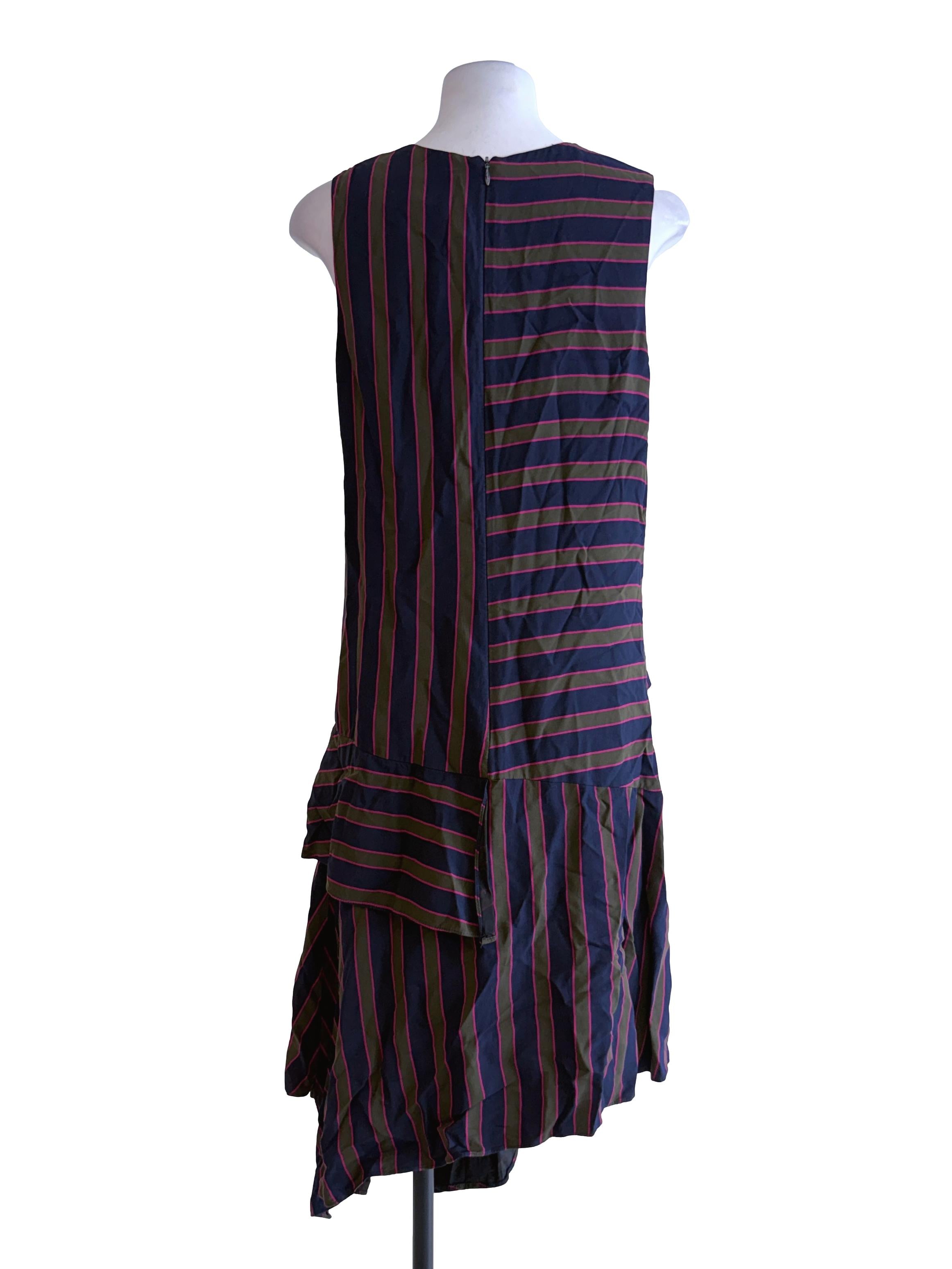 Blue Green Stripe A Line Dress