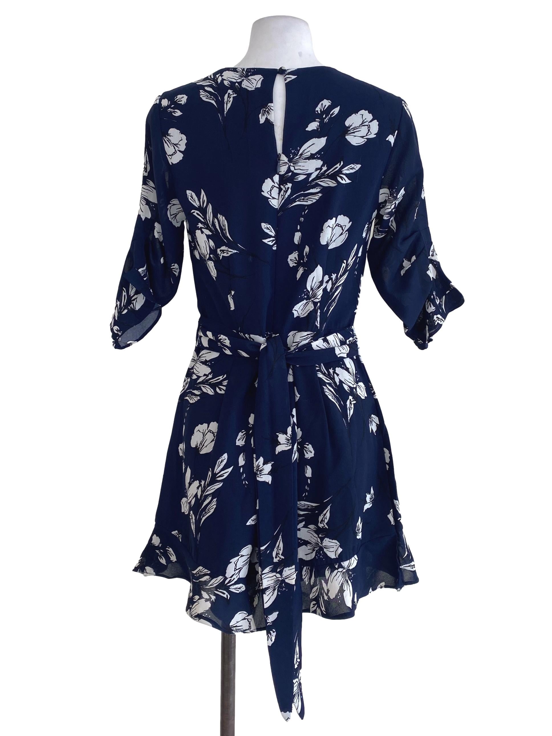 MDS Blue Floral Wrap Romper | REFASH