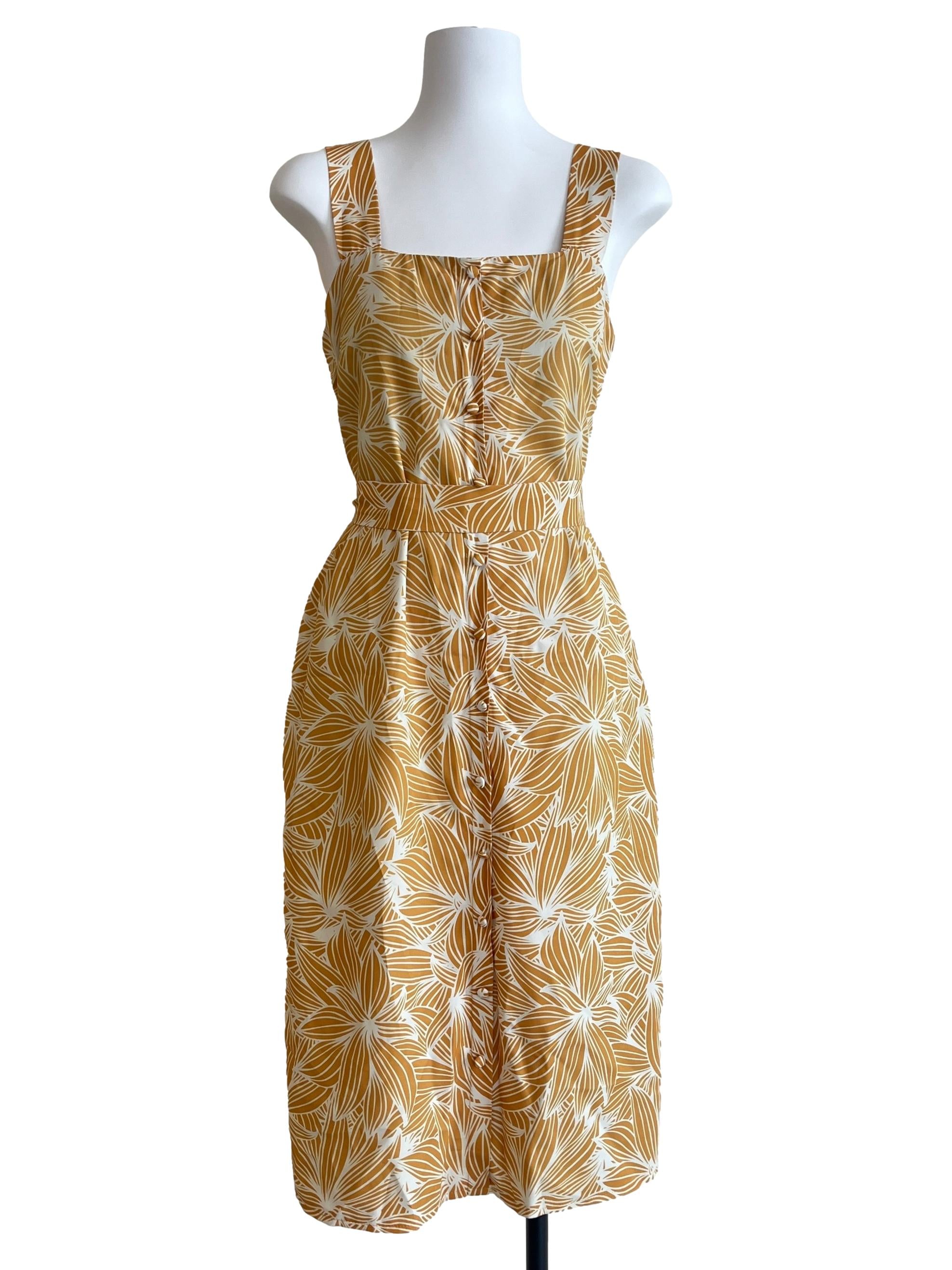 Canary Yellow Square Neck Slip Dress
