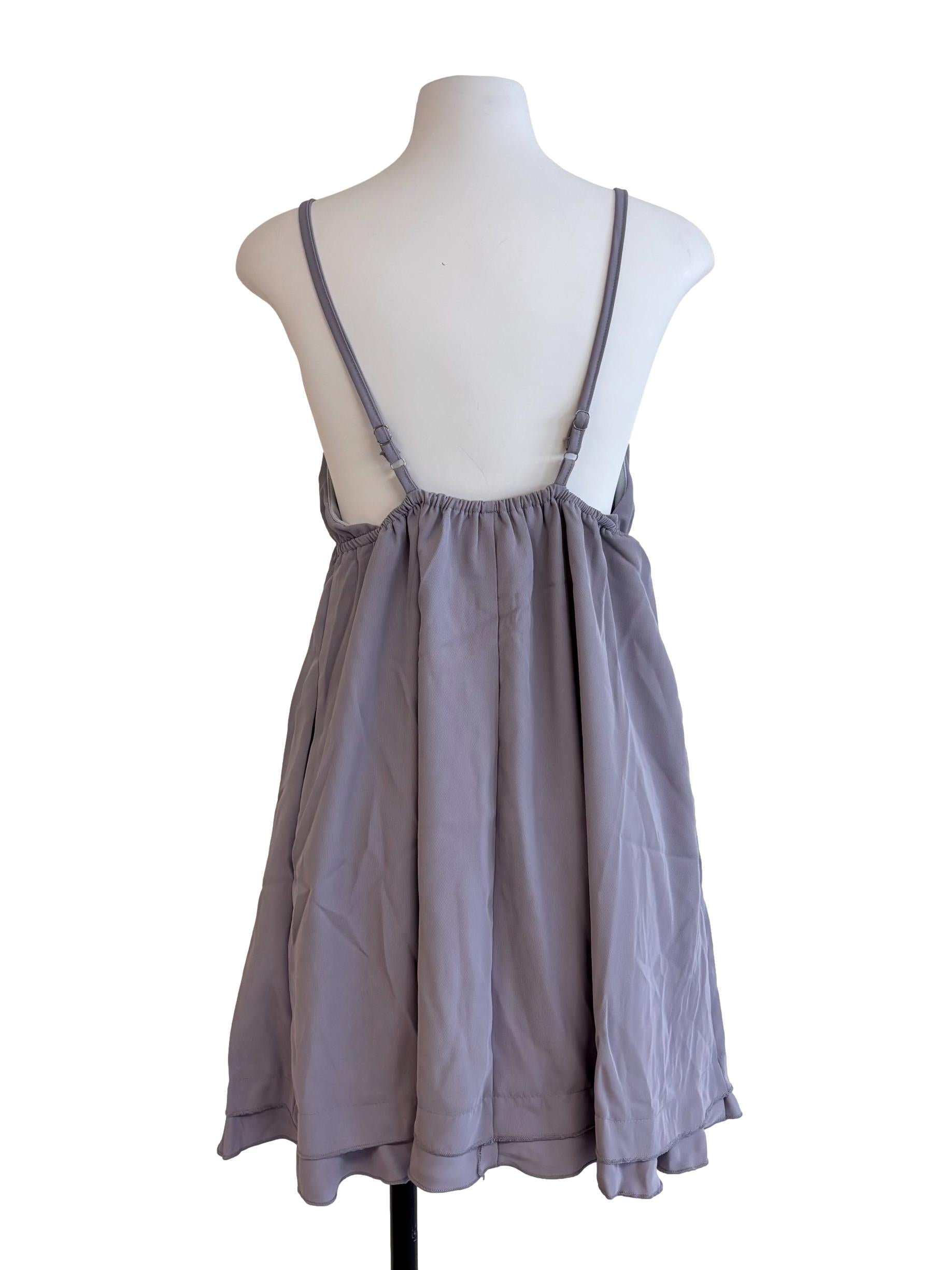 Slate Blue Low Back Mini Dress
