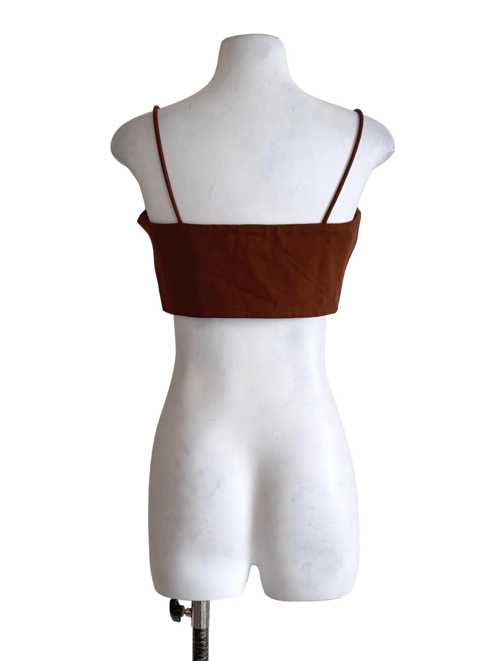 Cinnamon Brown Spaghetti Strap Crop Top LB