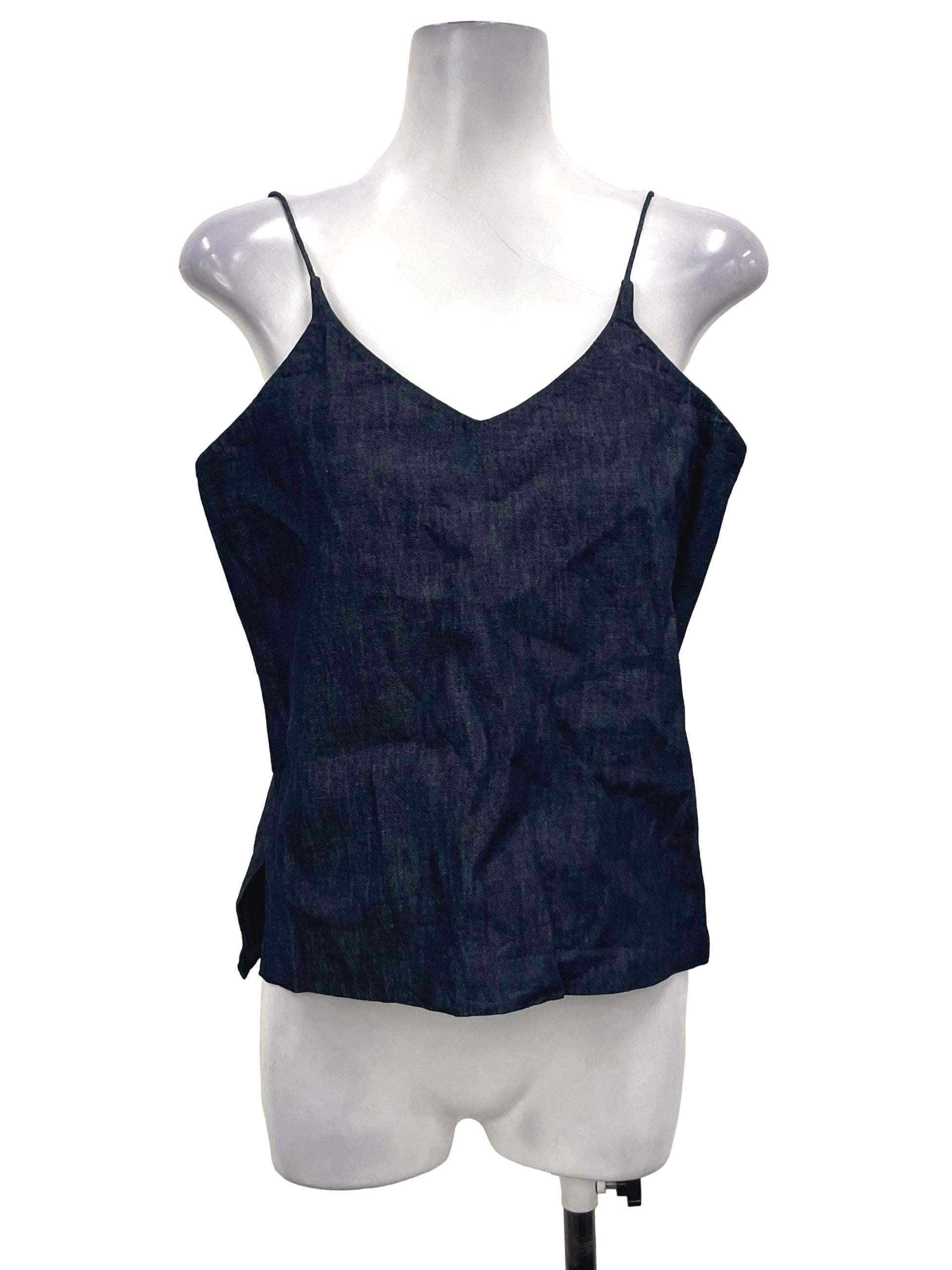 In Good Company Blue Denim V-Neck Spag Top