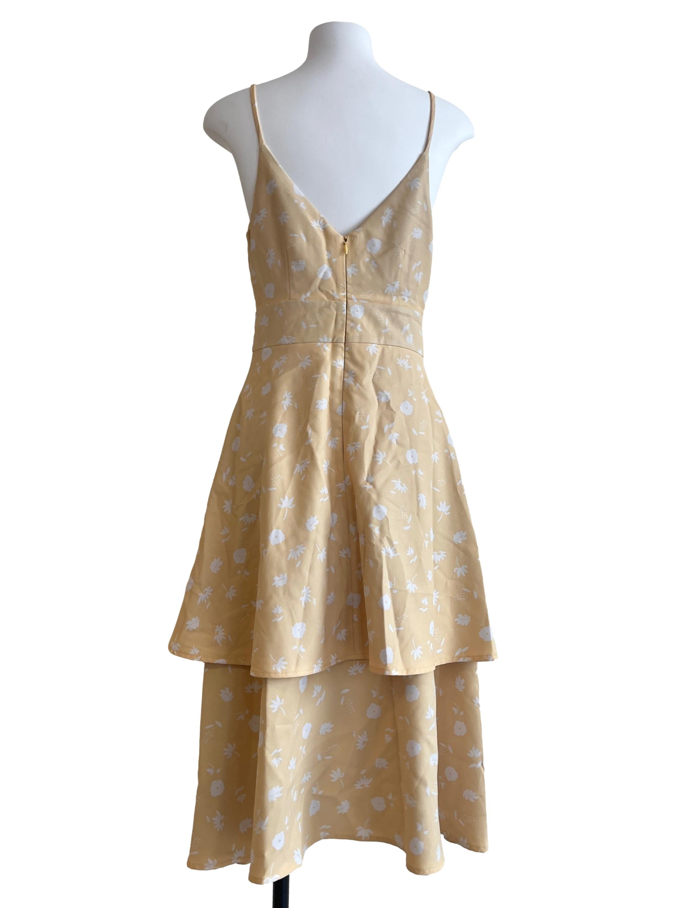 Daffodil Yellow Spaghetti Strap Tiered A-Line Dress