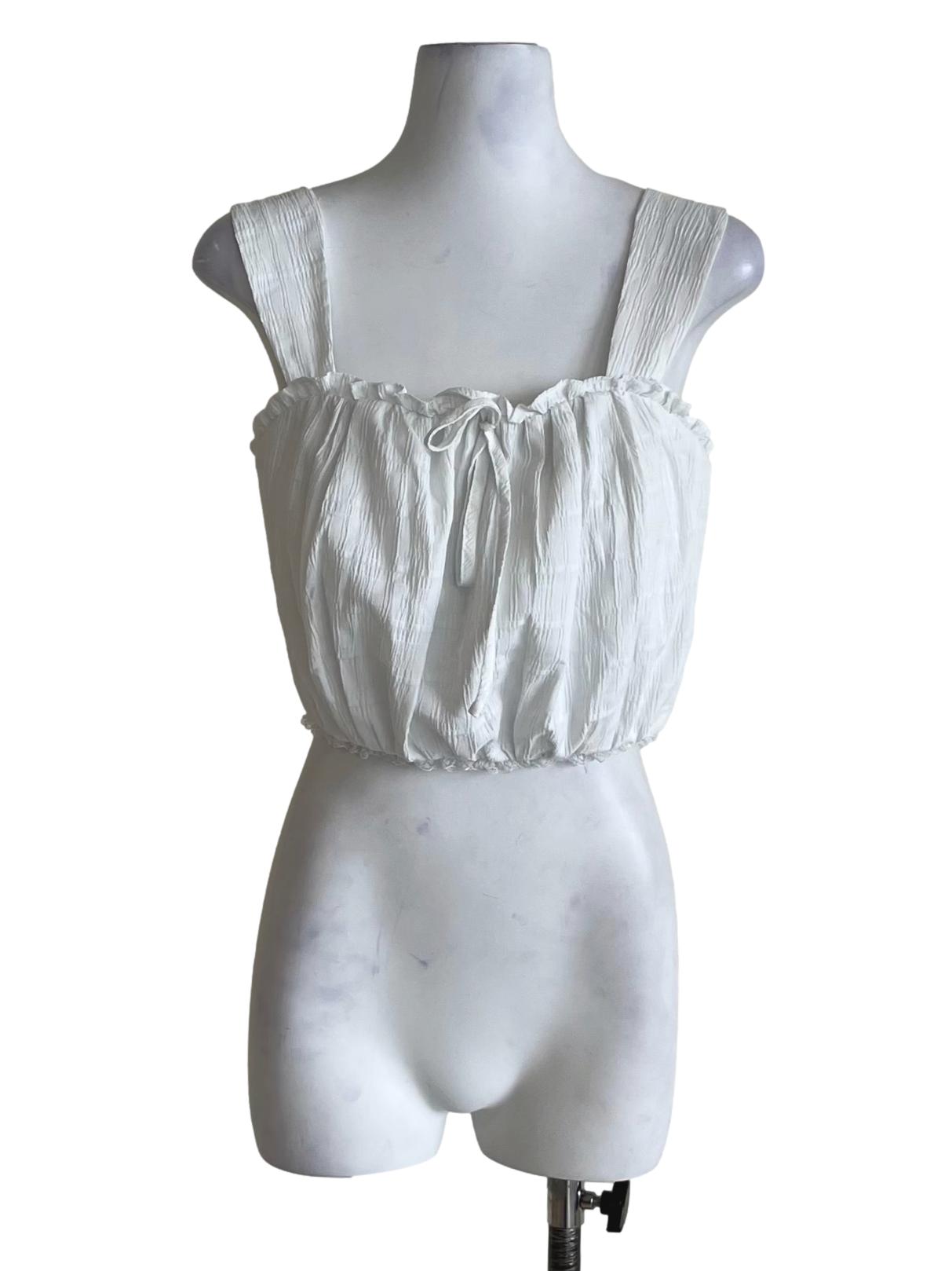 White Sweetheart Neckline Sleeveless Top