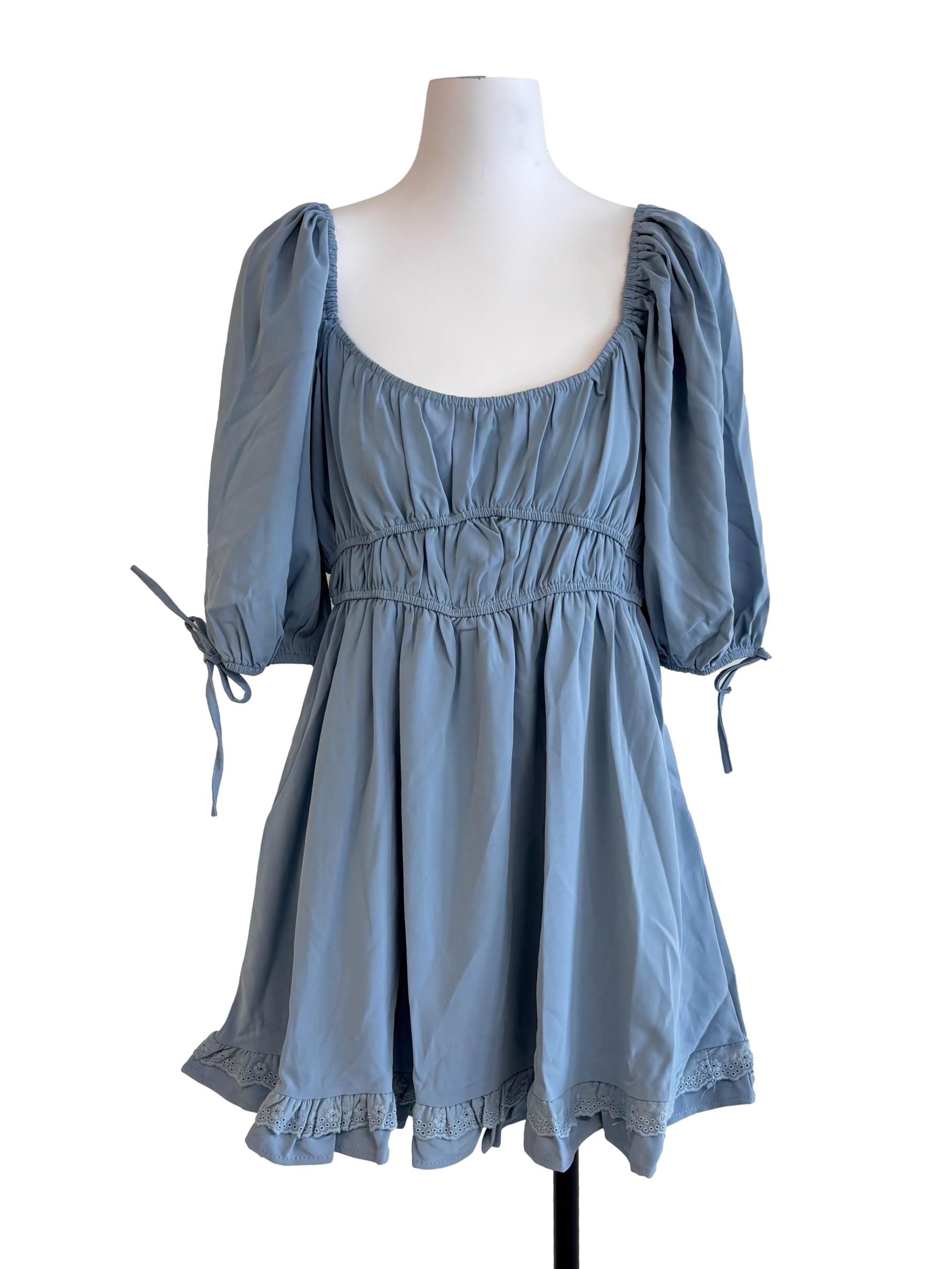 Sapphire Blue Scoop Neck Mini Dress