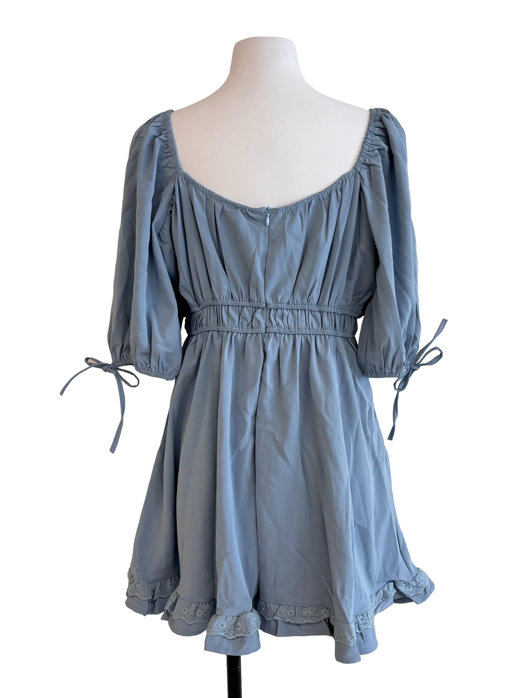 Sapphire Blue Scoop Neck Mini Dress