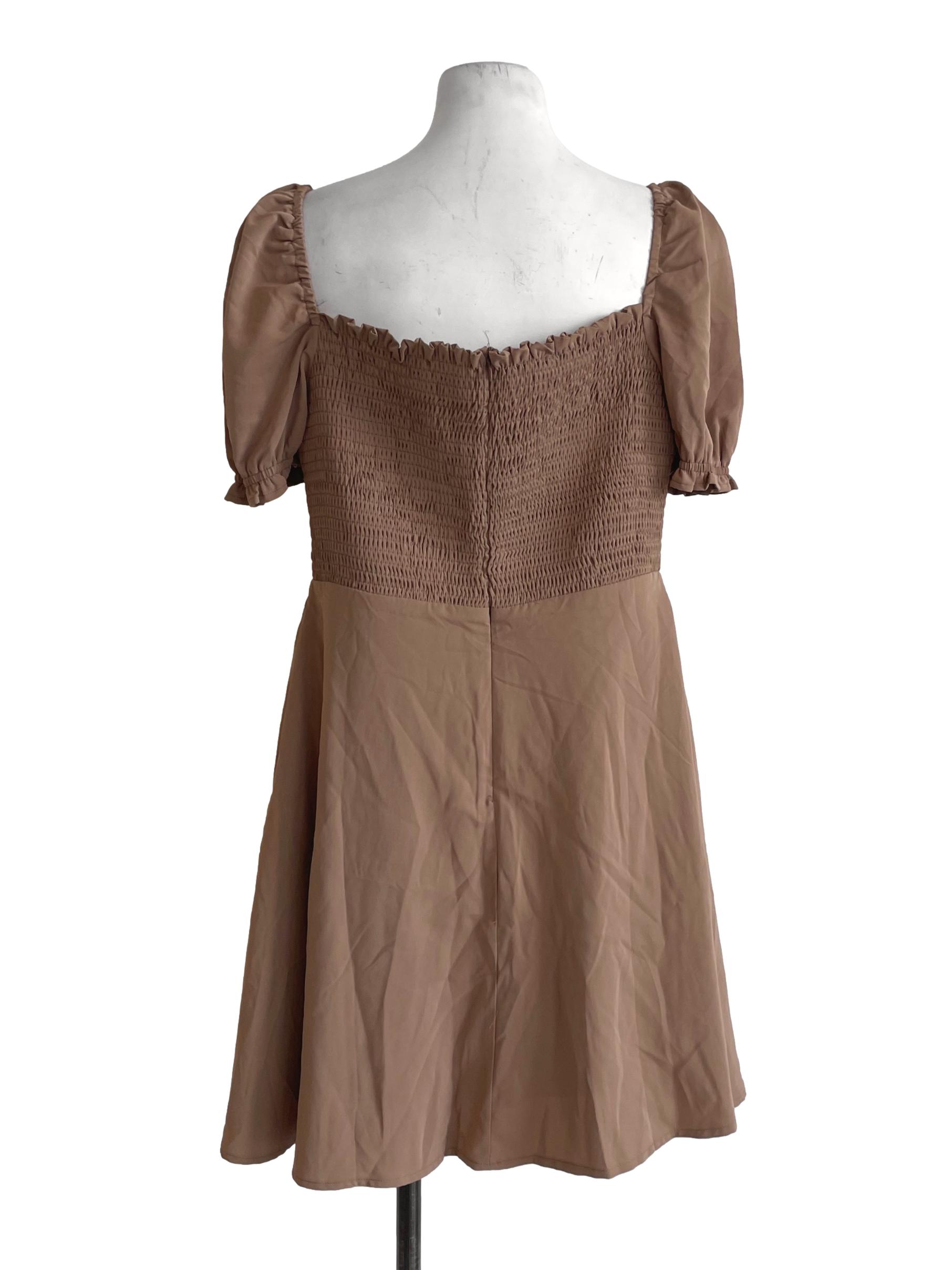 Peanut Brown Smocked Bust Rompers