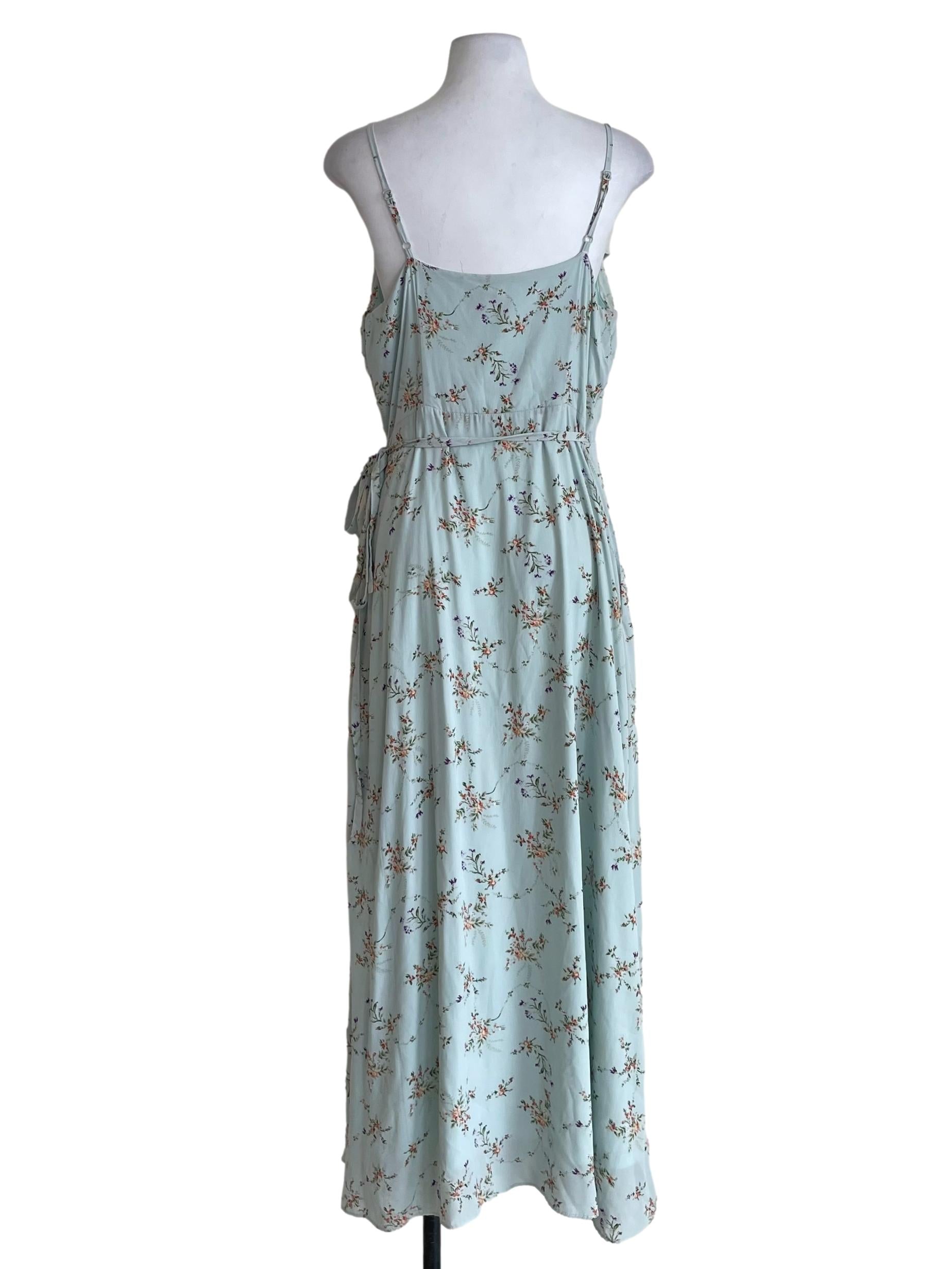 Mint Green Floral Cami Wrap Dress
