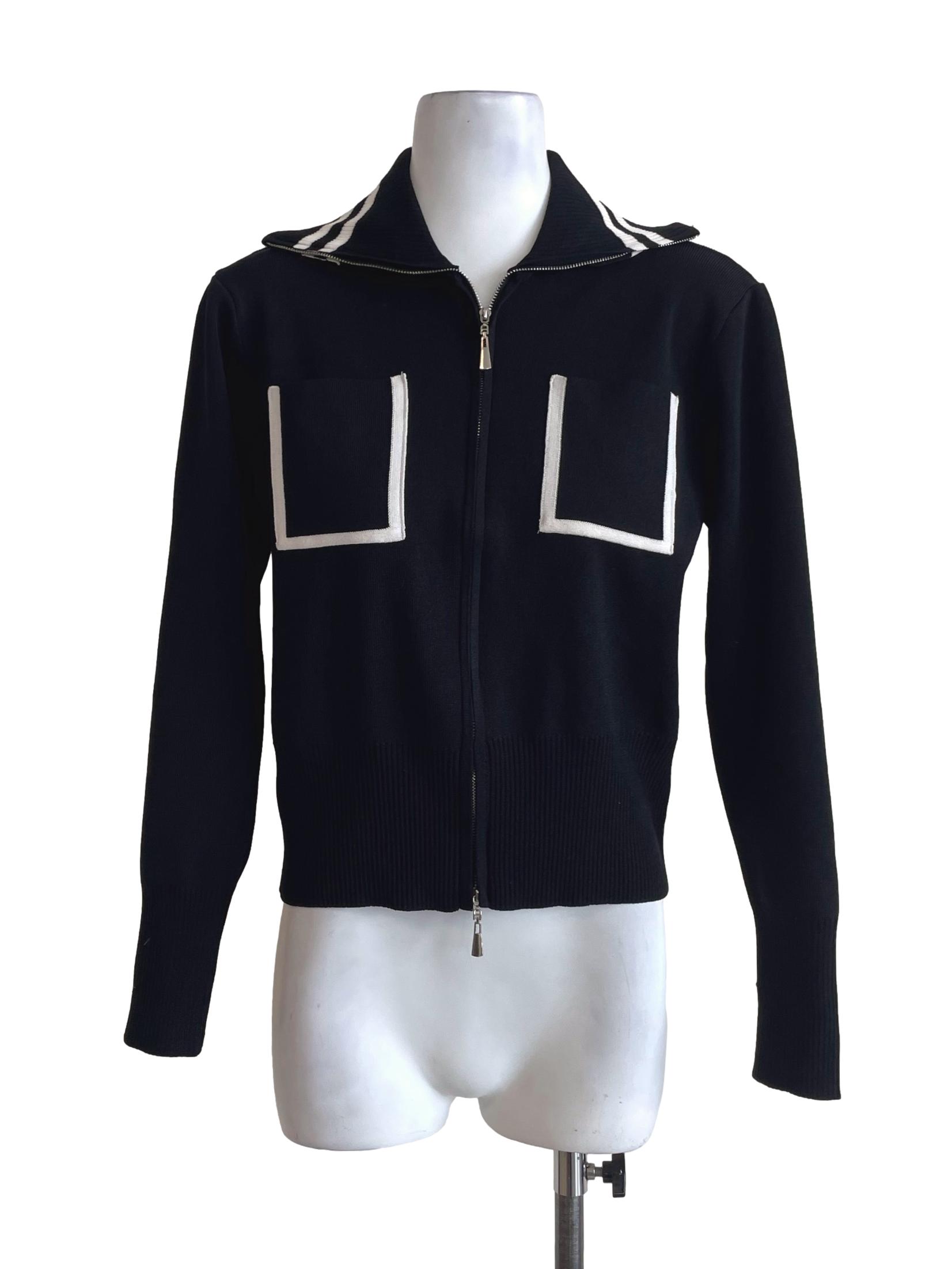 Black Ribbed Zip Up Jacket