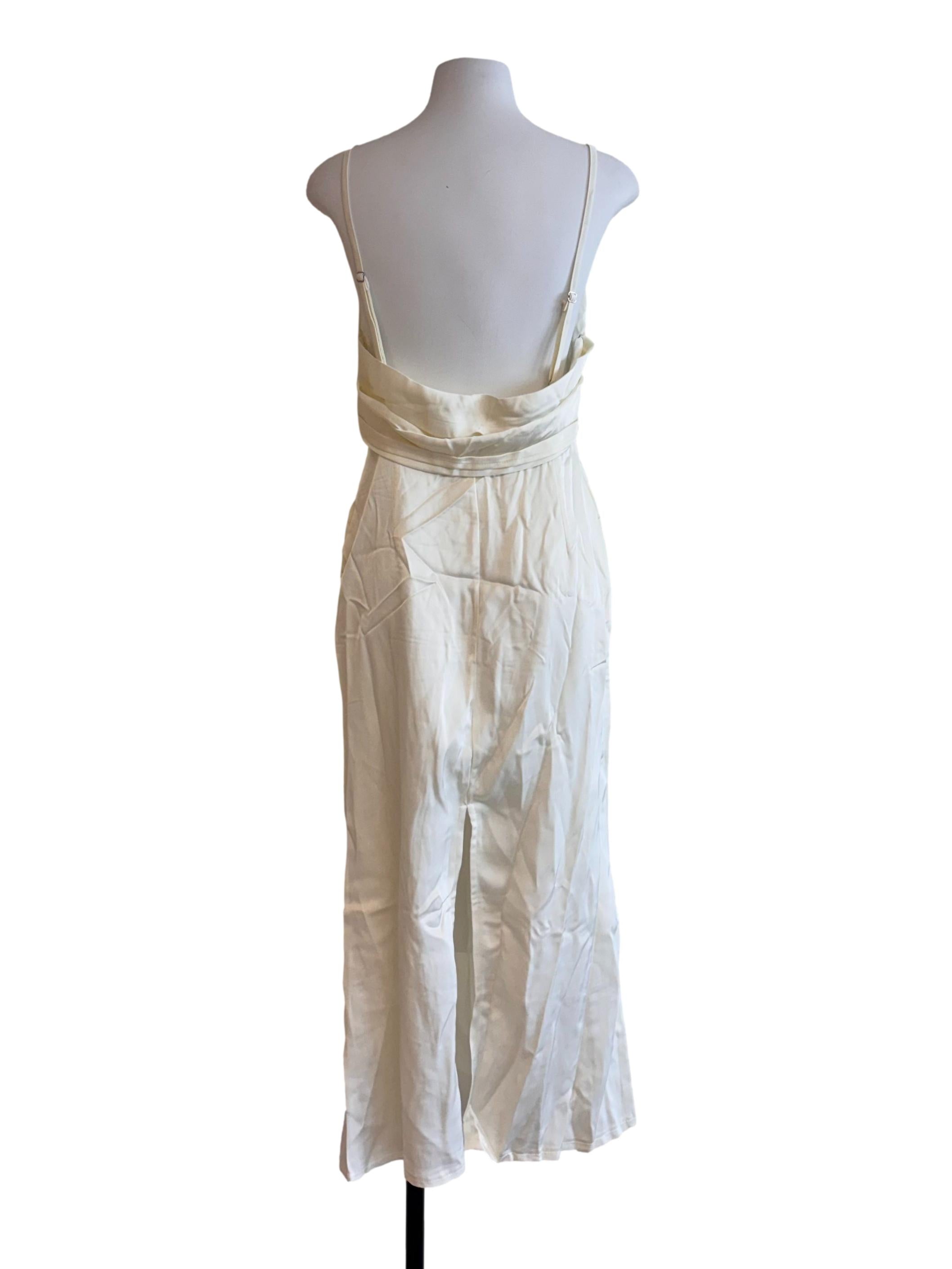 Pearl White Cowl Neck Low Back Dress