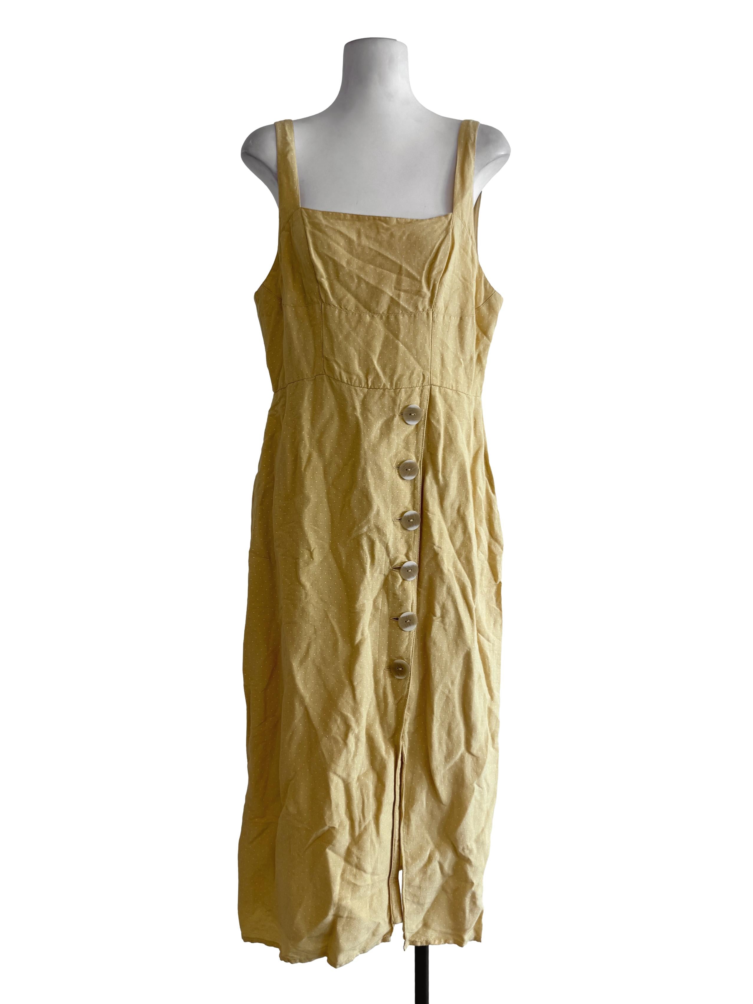 Yellow Mini Polka Dot Sleeveless Dress