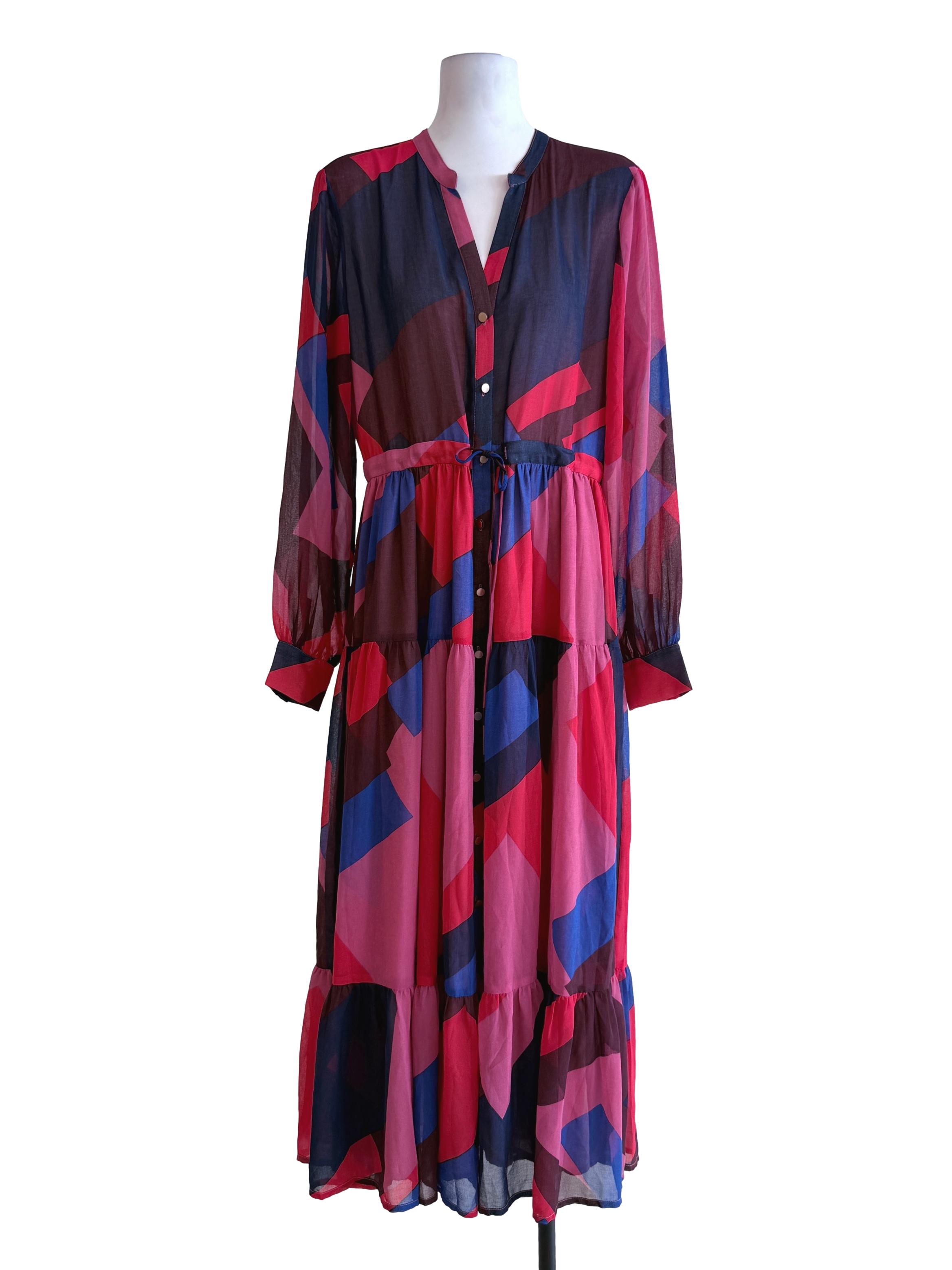 Red Blue Geometric Pattern Dress